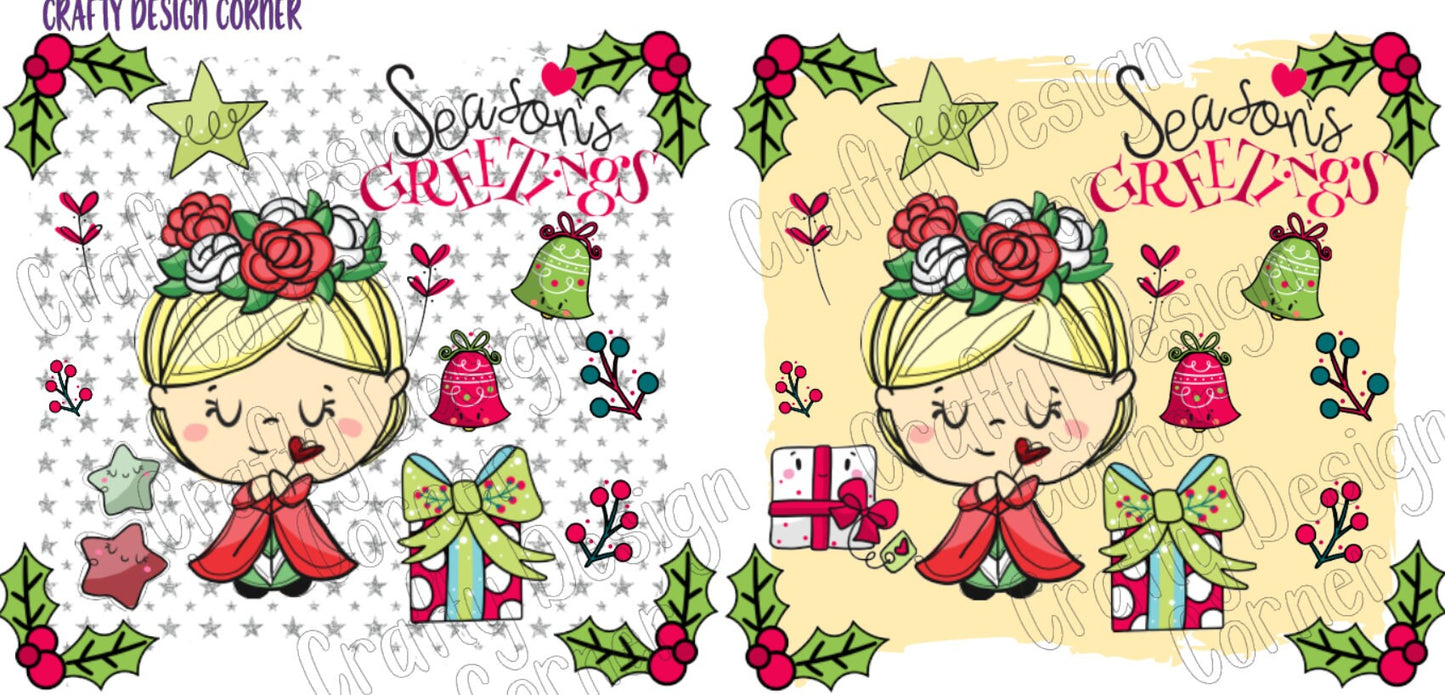 Blonde Hair Rose Season Greetings JPEG/PNG DIGITAL Download