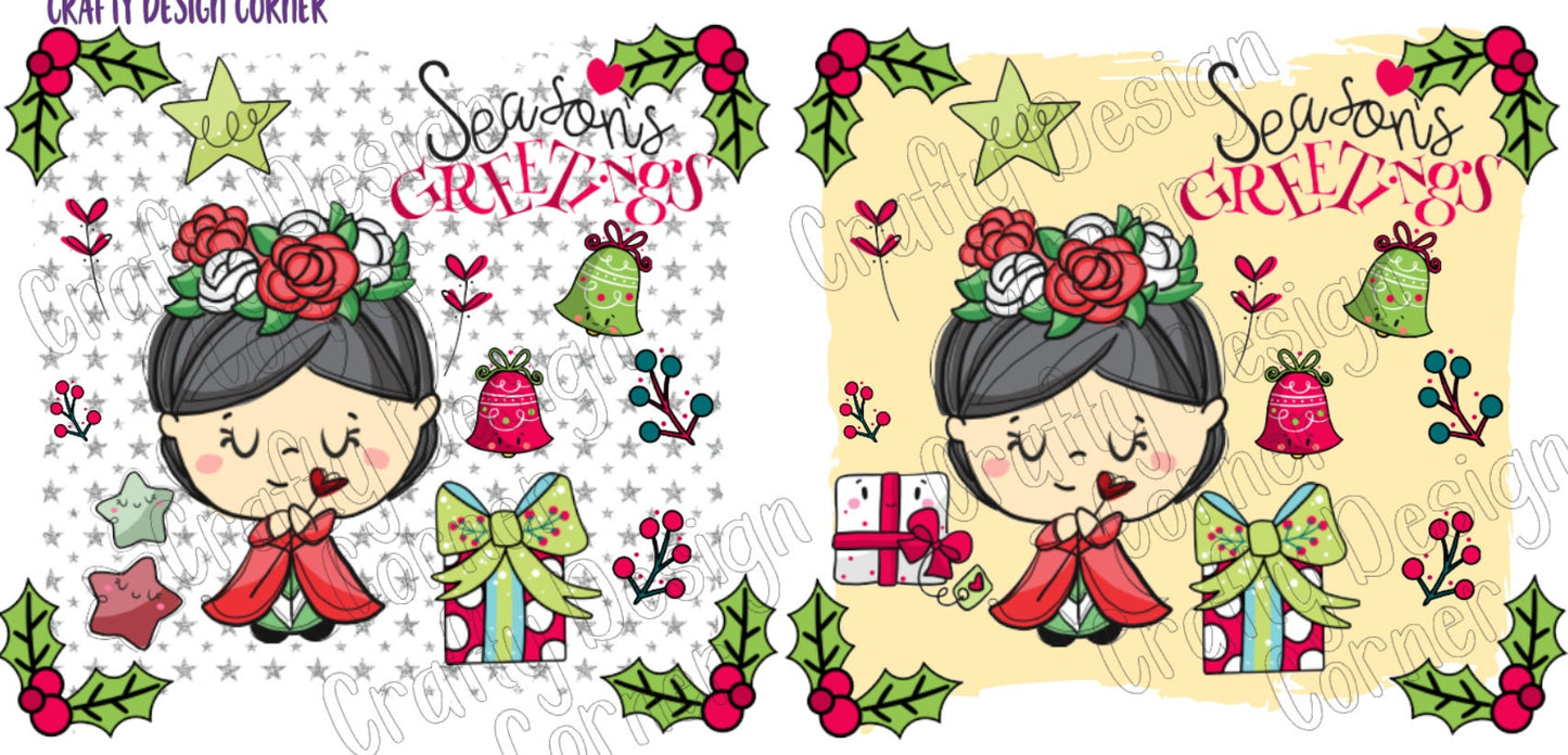 Black Haired Rose Season Greetings JPEG/PNG DIGITAL Download
