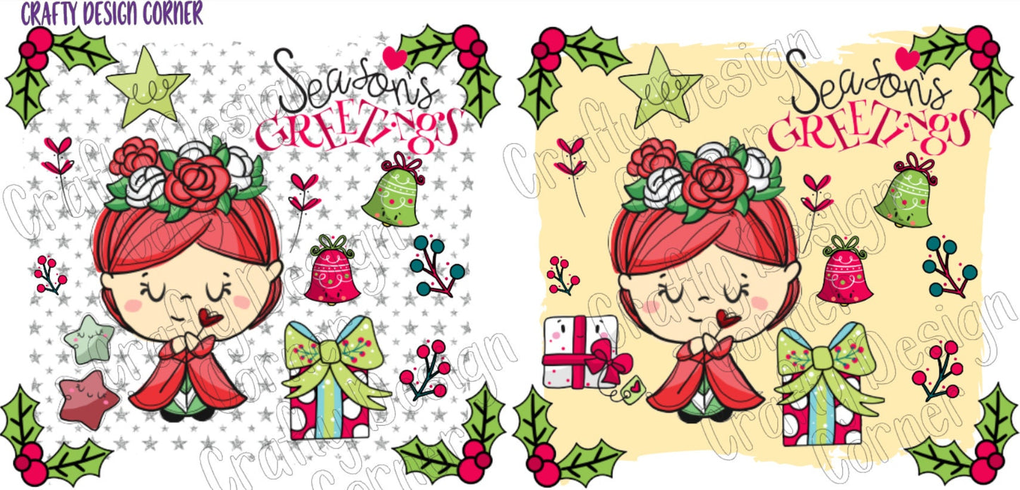 Red Haired Rose Season Greetings JPEG/PNG DIGITAL Download