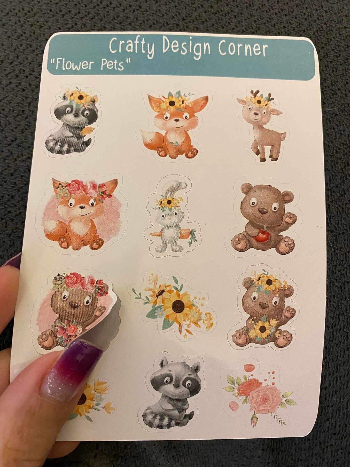 1" Flower Pets STICKER SHEET