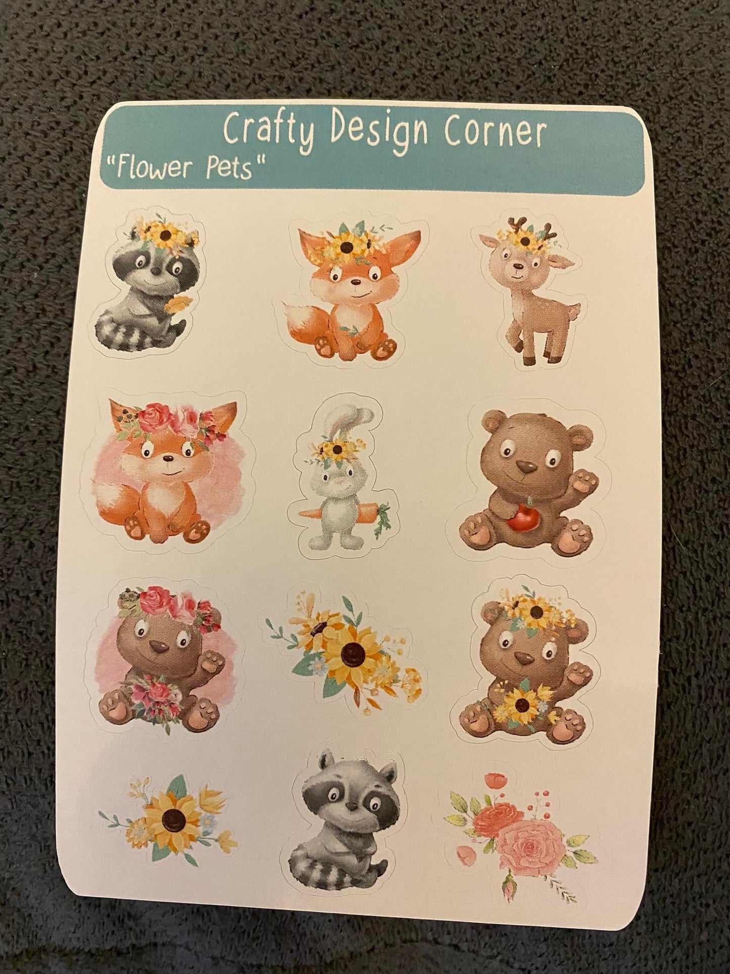 1" Flower Pets STICKER SHEET