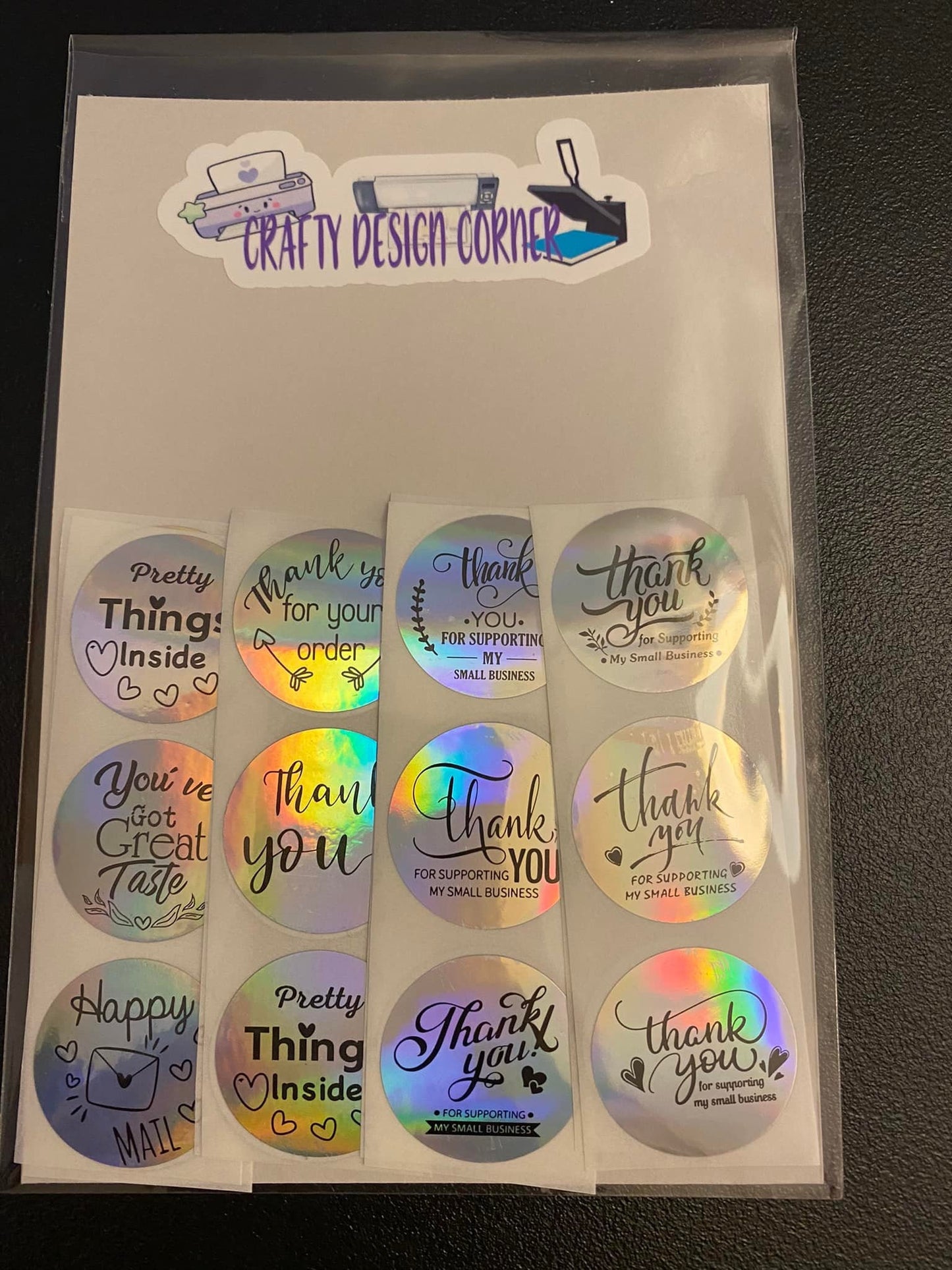 24 pcs Holographic Thank You Sticker Pack