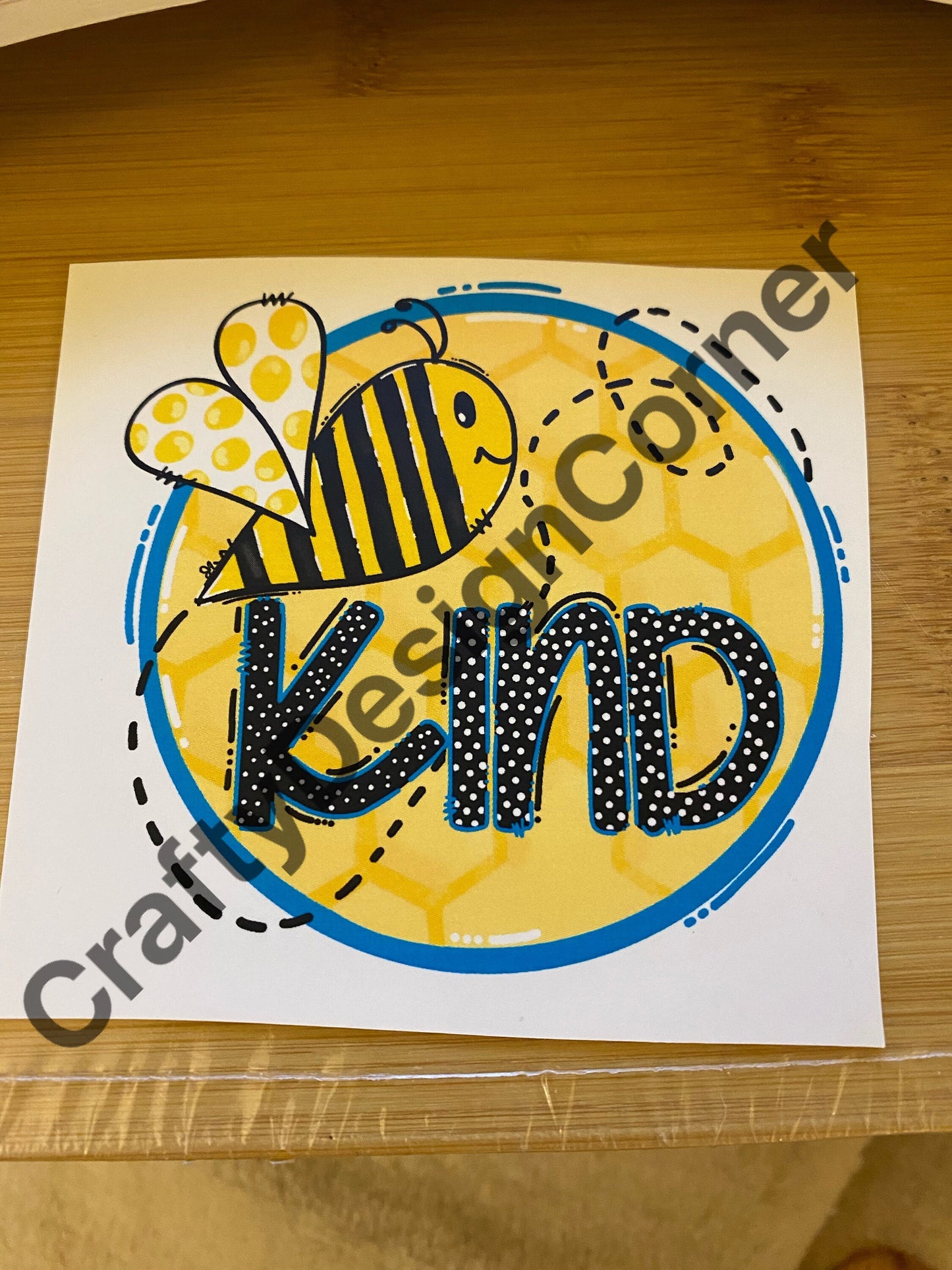 WATERSLIDE Bee Kind, Tumbler transfer, Bee Transfer,| Clear Water Slide Bee Kind Tumbler Transfer, Cllear transfer for tumbler