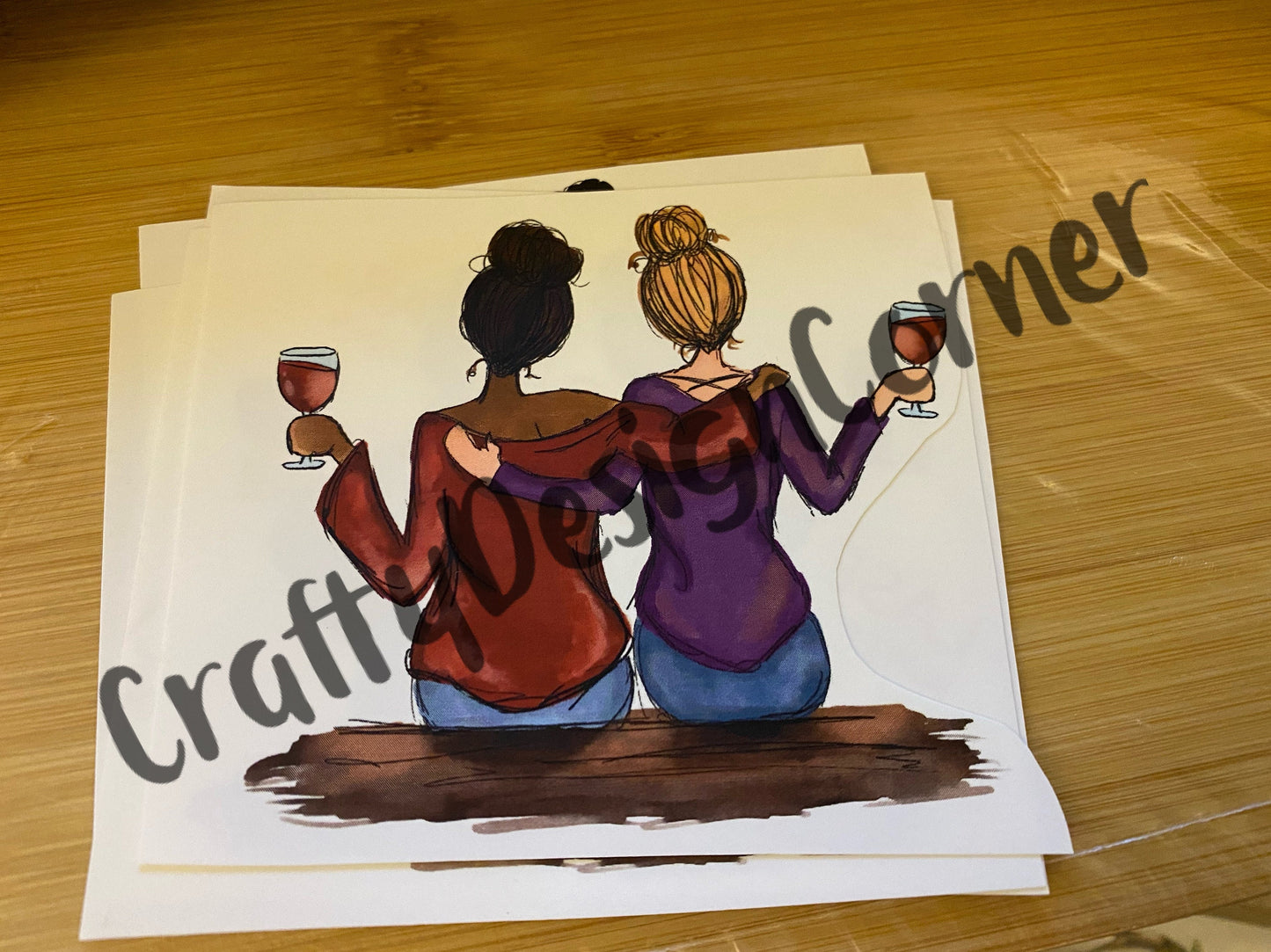 Waterslide Best friends wine together, Tumbler transfer, Clear Water Slide BFF Tumbler Transfer,Clear water slide,
