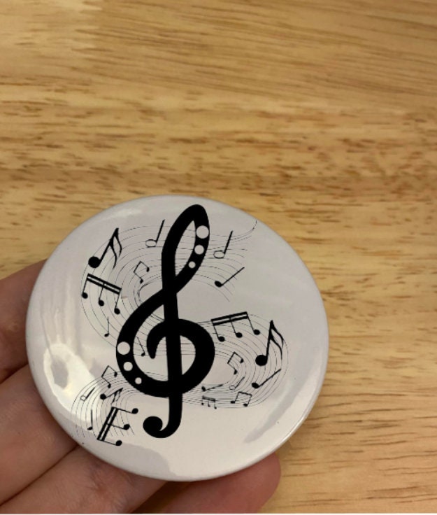 2.25" Button Pins & 1.25" Button Music Notes Pin options, Back Pack Decoration, Music Note design