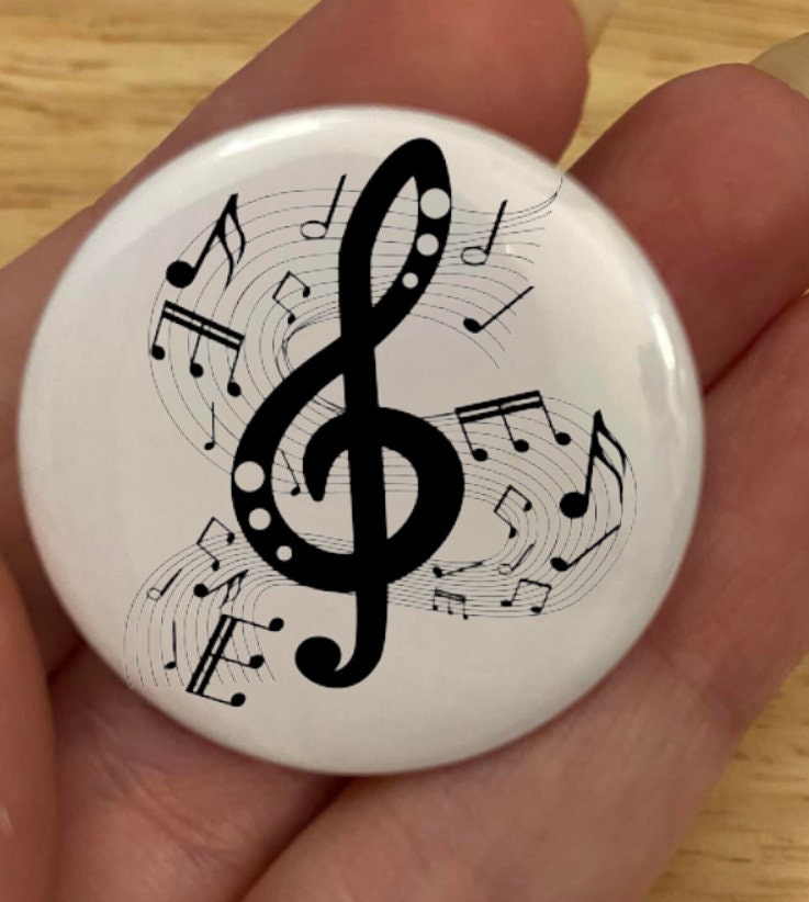 2.25" Button Pins & 1.25" Button Music Notes Pin options, Back Pack Decoration, Music Note design