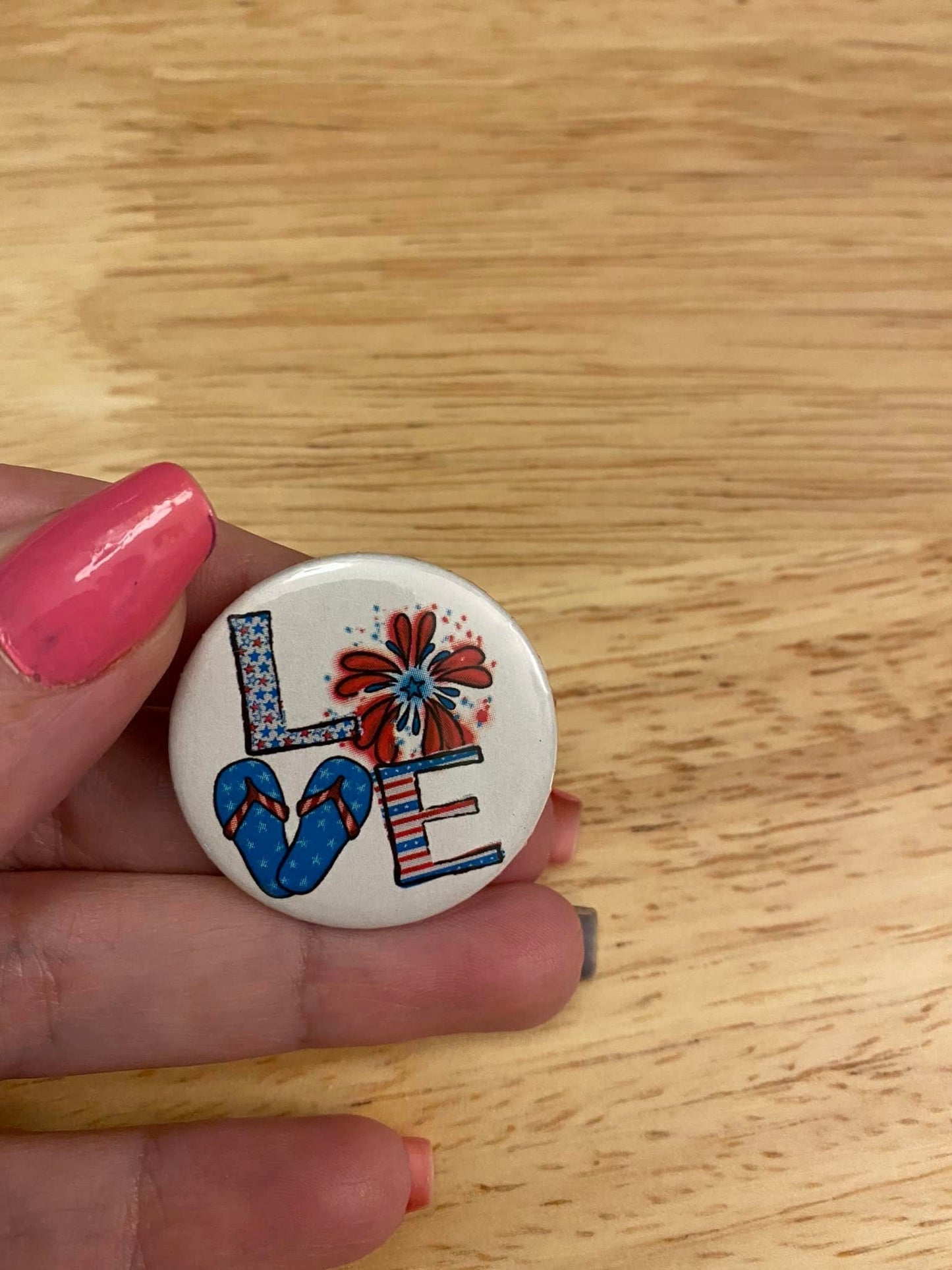 Love Summer 2.25" Button Pins & 1.25" Button Pin options, Back Pack Decoration, Flip Flop Pin Button