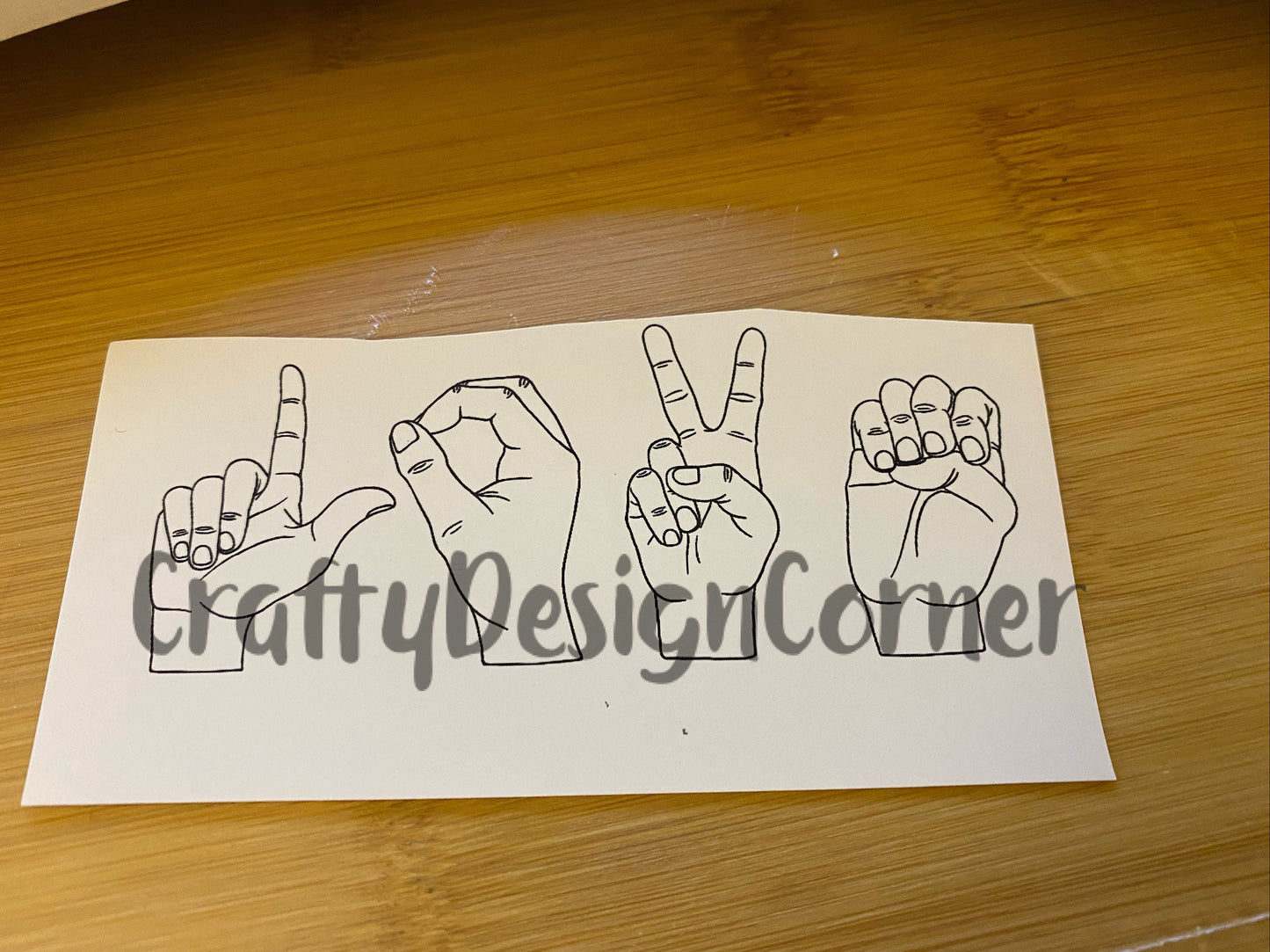 Sign Language Love Clear WATER SLIDE, Unique Tumbler Transfer, Sign Language Transfer, Love Spelled out water slide, Finger