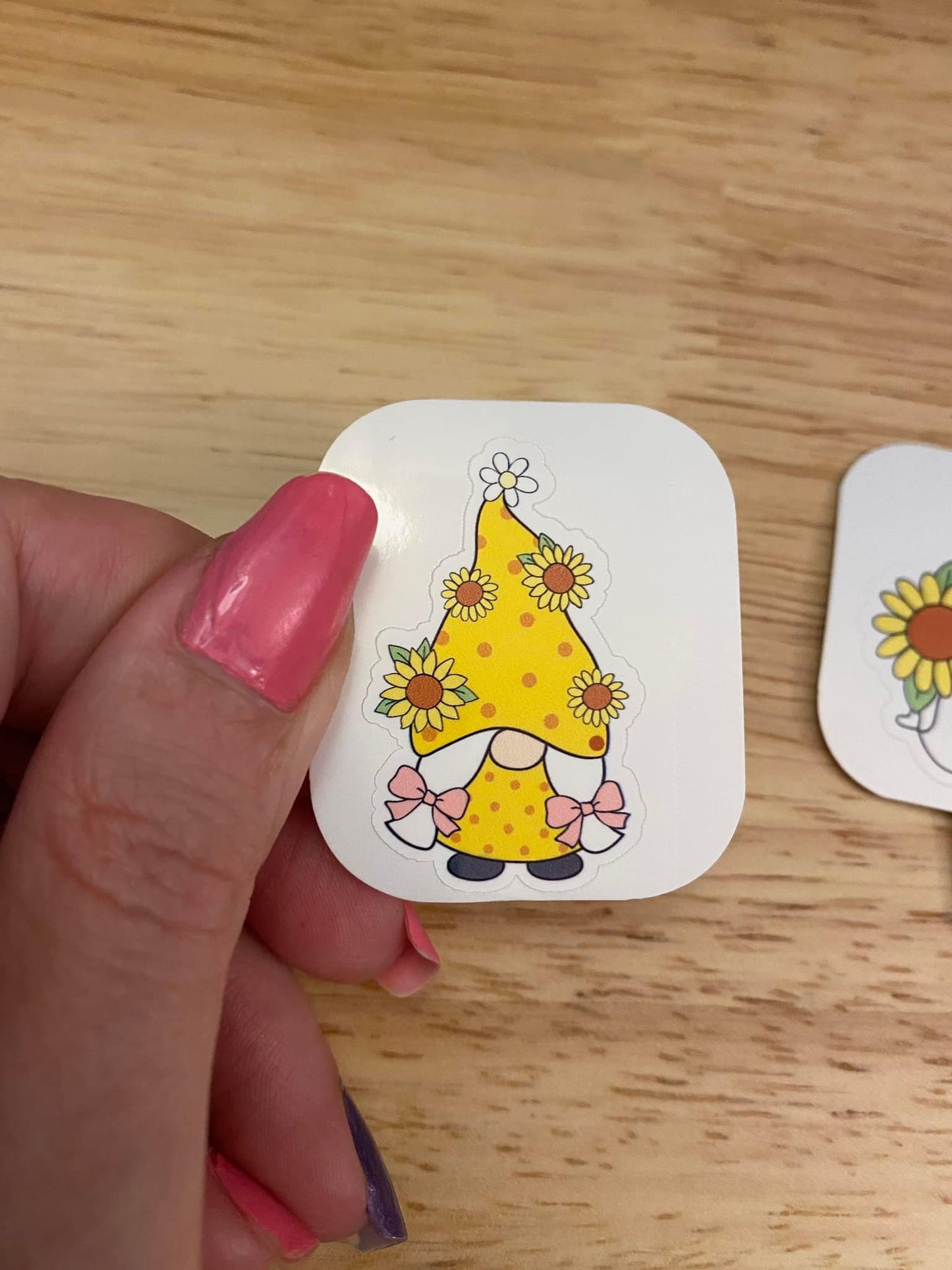 Gnome with Pigtails and Sunflower Sticker, Sunflower with Gnome Sticker, Gnome and Flowers Sticker, Cute Gnome with Sunflower