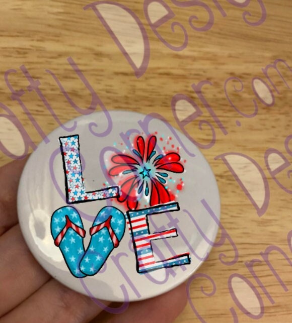 Love Summer 2.25" Button Pins & 1.25" Button Pin options, Back Pack Decoration, Flip Flop Pin Button