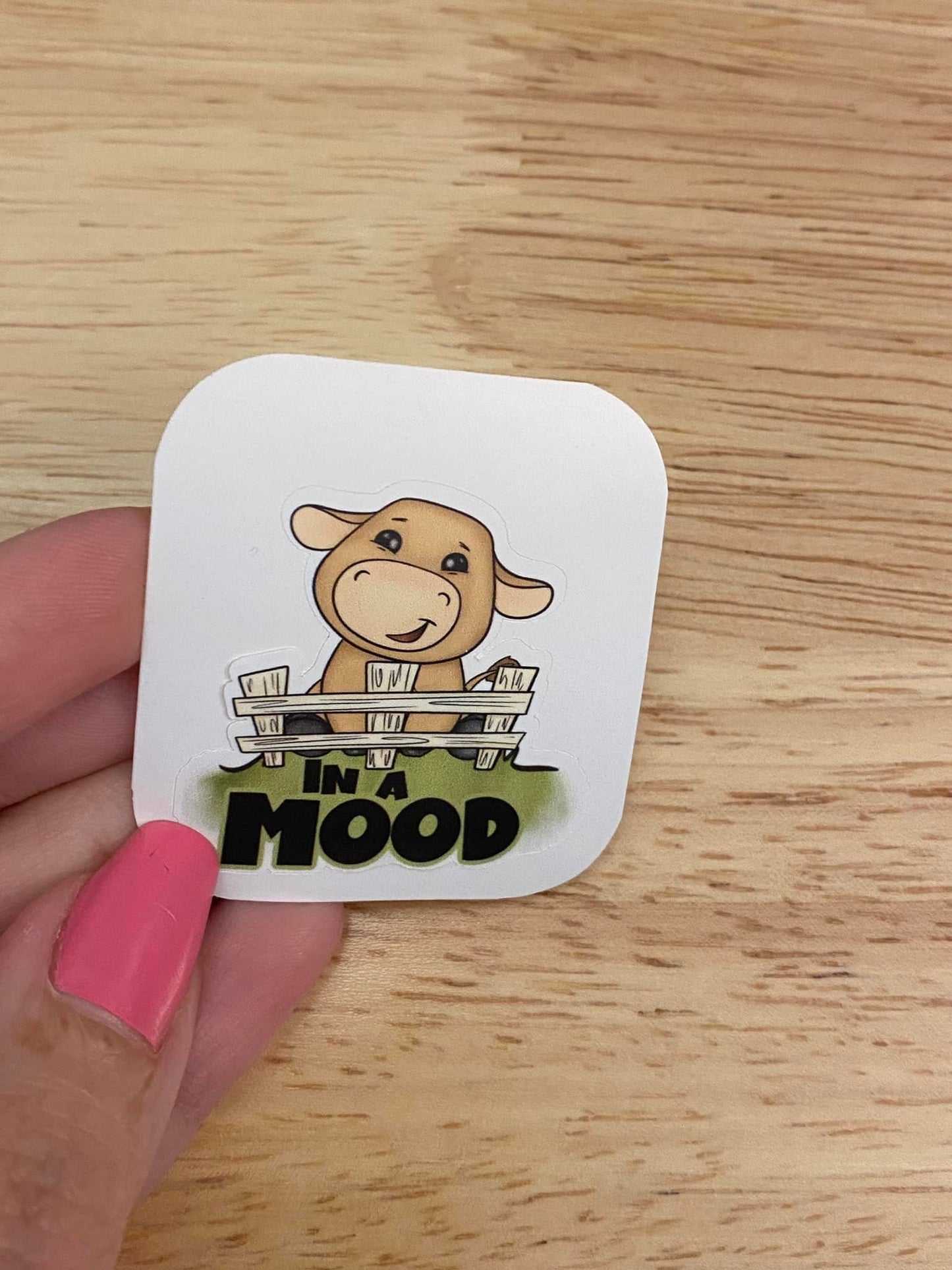In a Mood Sticker, Cow Sticker, in the mood sticker, cow in pasture sticker, cute cow sticker