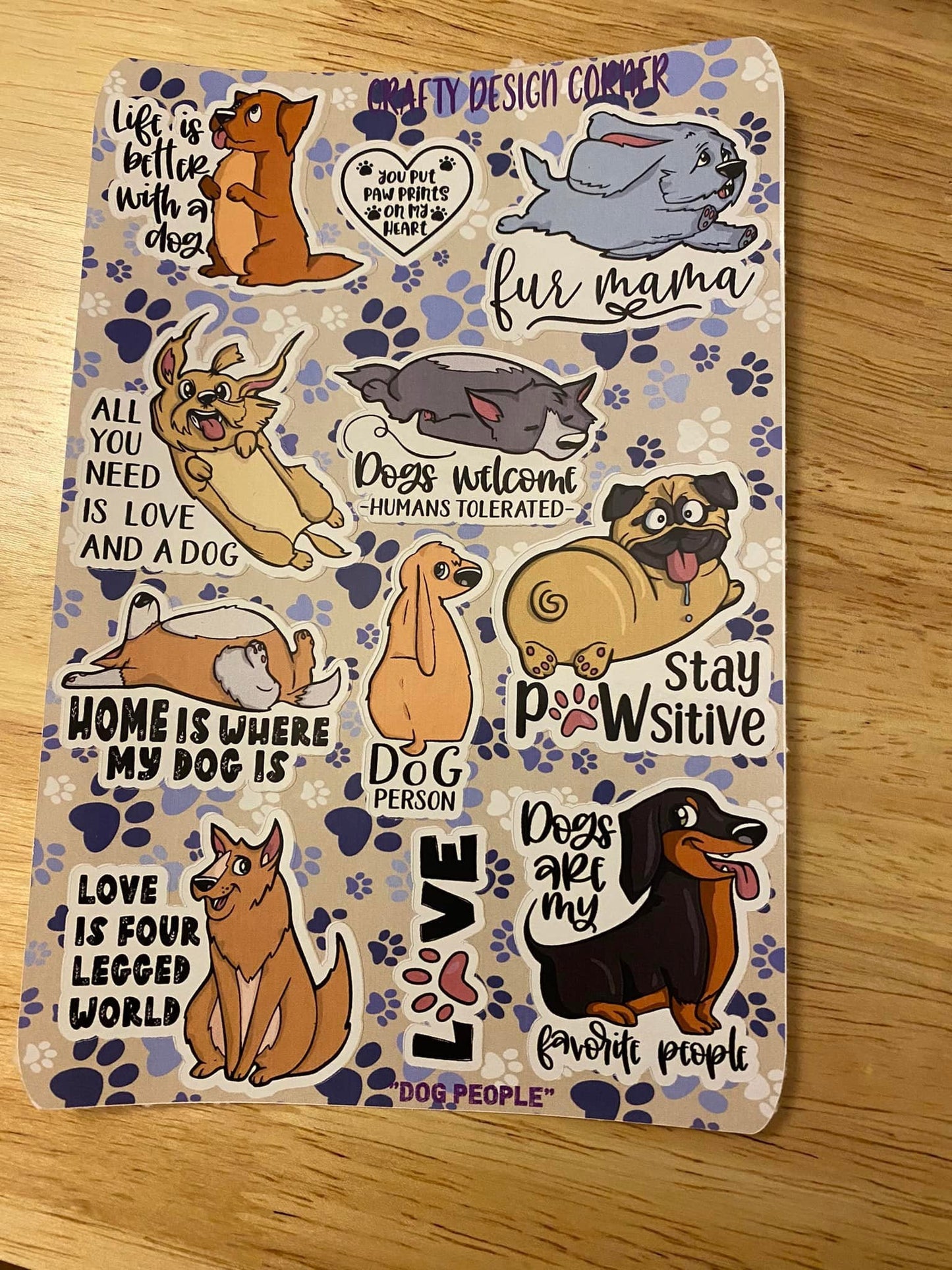 Sheet of 2" Dog Mom Sticker sheet