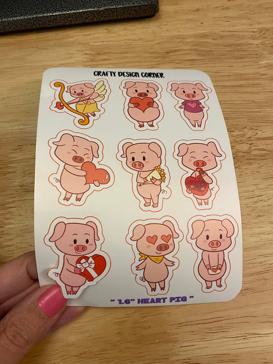 OOPSIE 1.6" Valentine Pigs White Stickers