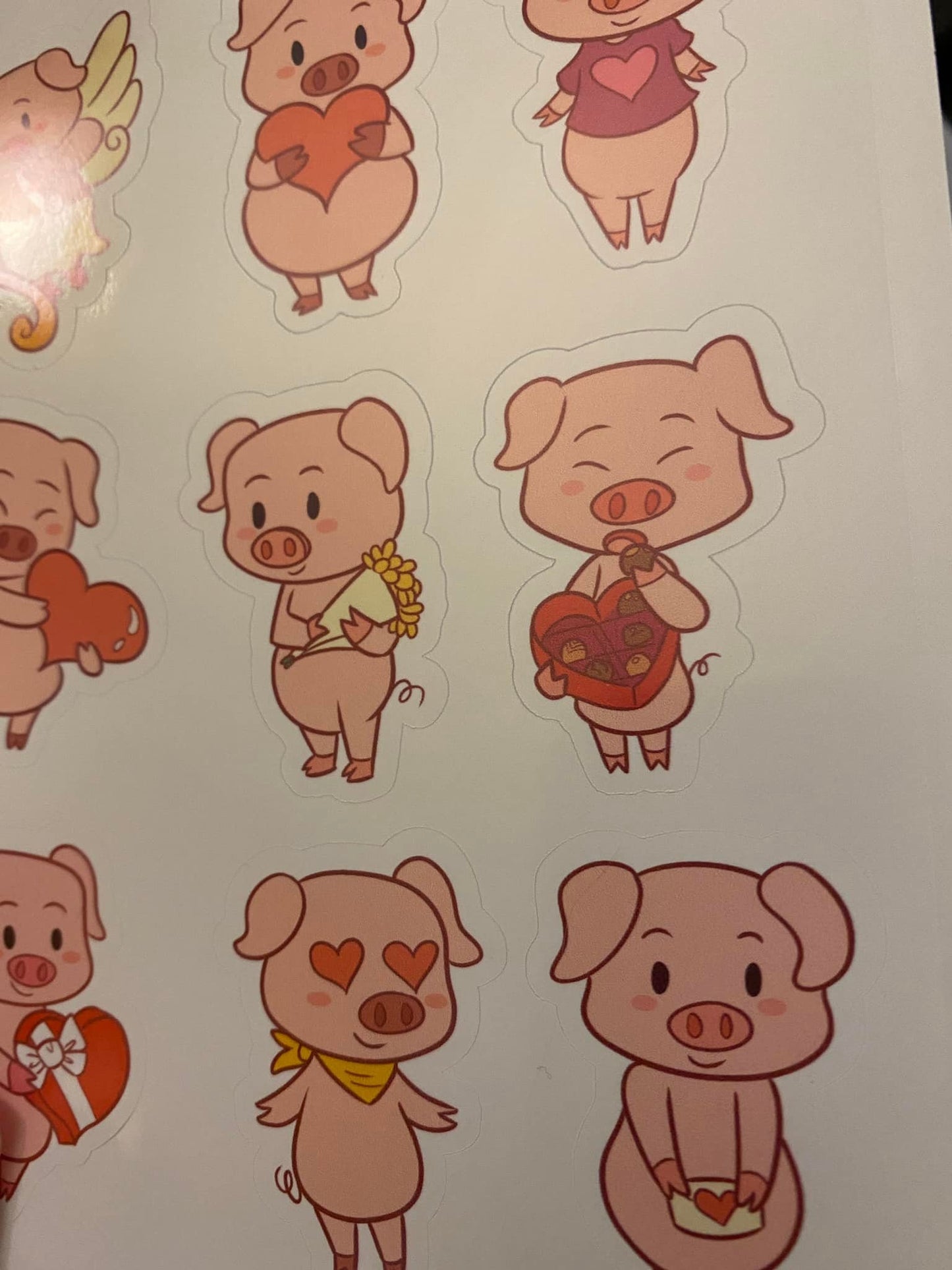 Sheet of Pigs with Heart Stickers