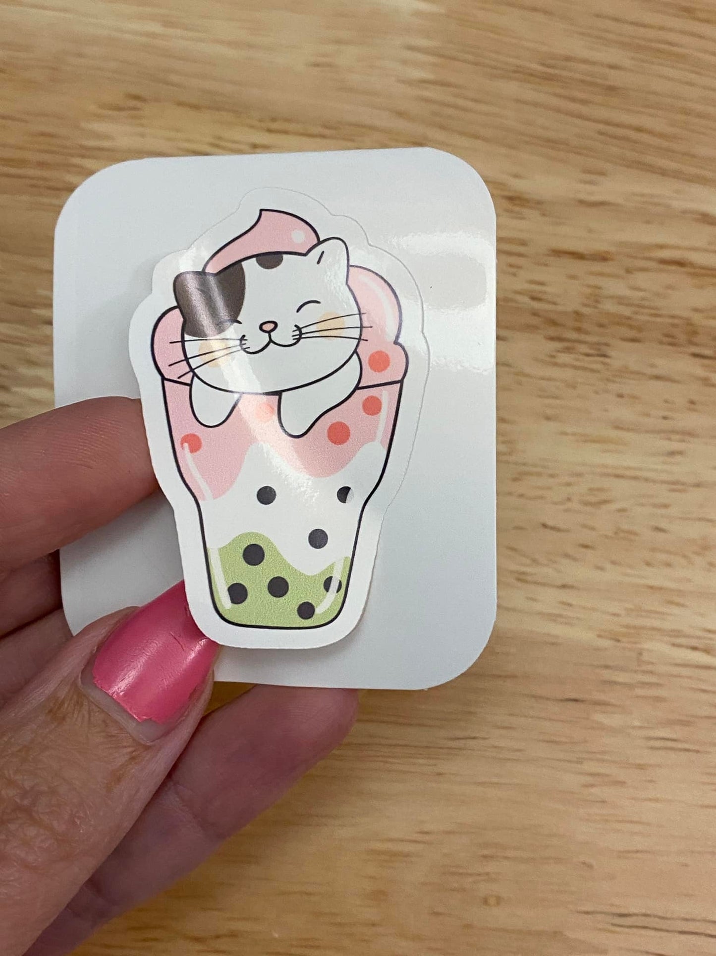 Cat in Boba Sticker, Cat Sticker,  Cute Cat Sticker, Tea Cup Cat Sticker, Coffee and Cat sticker, Teacup cat Sticker, Tux Cat in cup