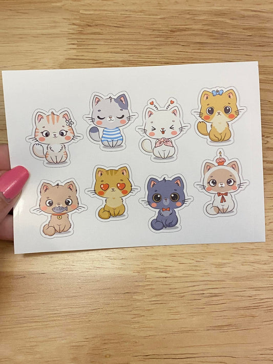 Sheet of Cute Kitty Cat Stickers