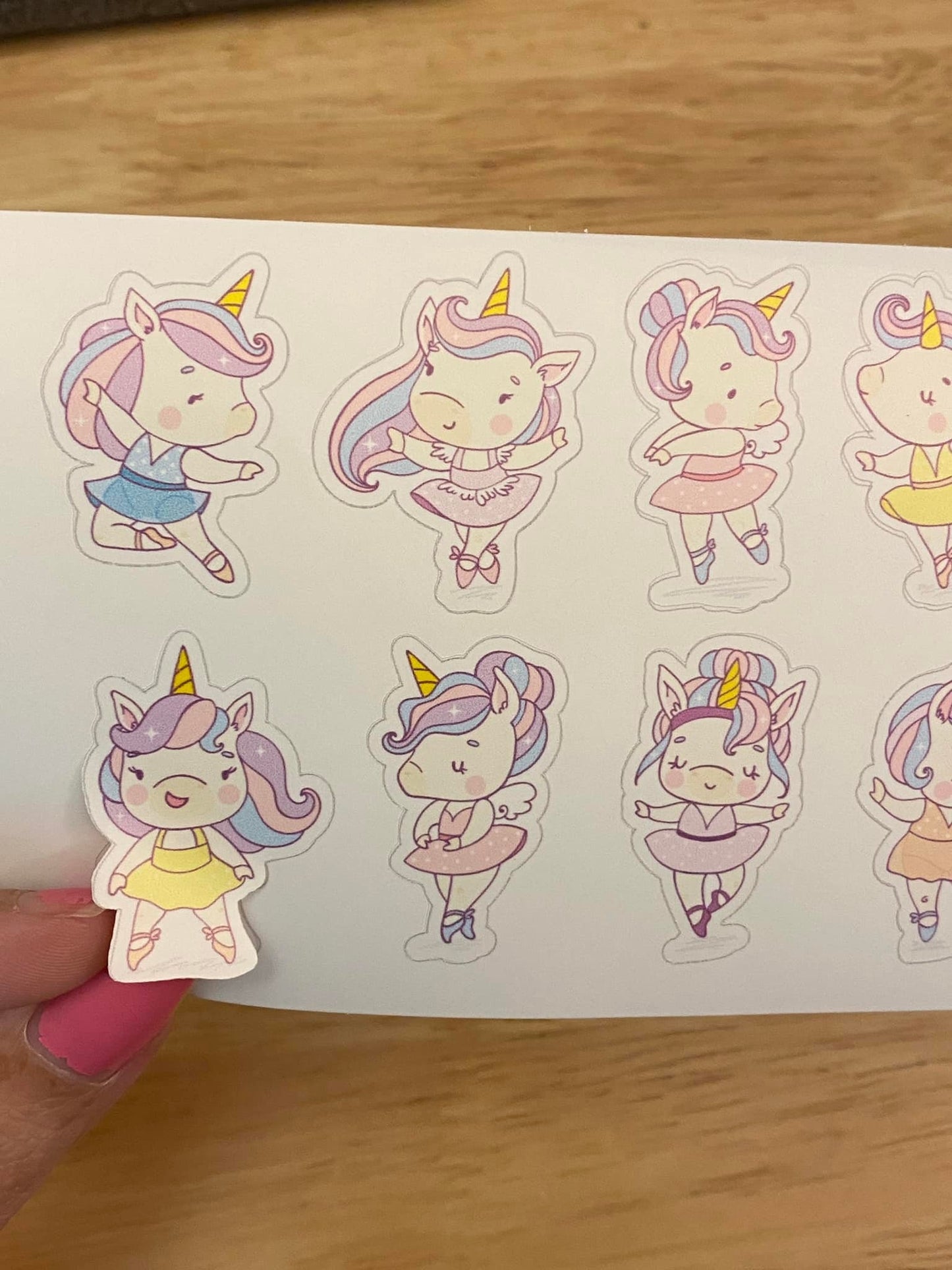 Sheet of Cute Unicorn Stickers