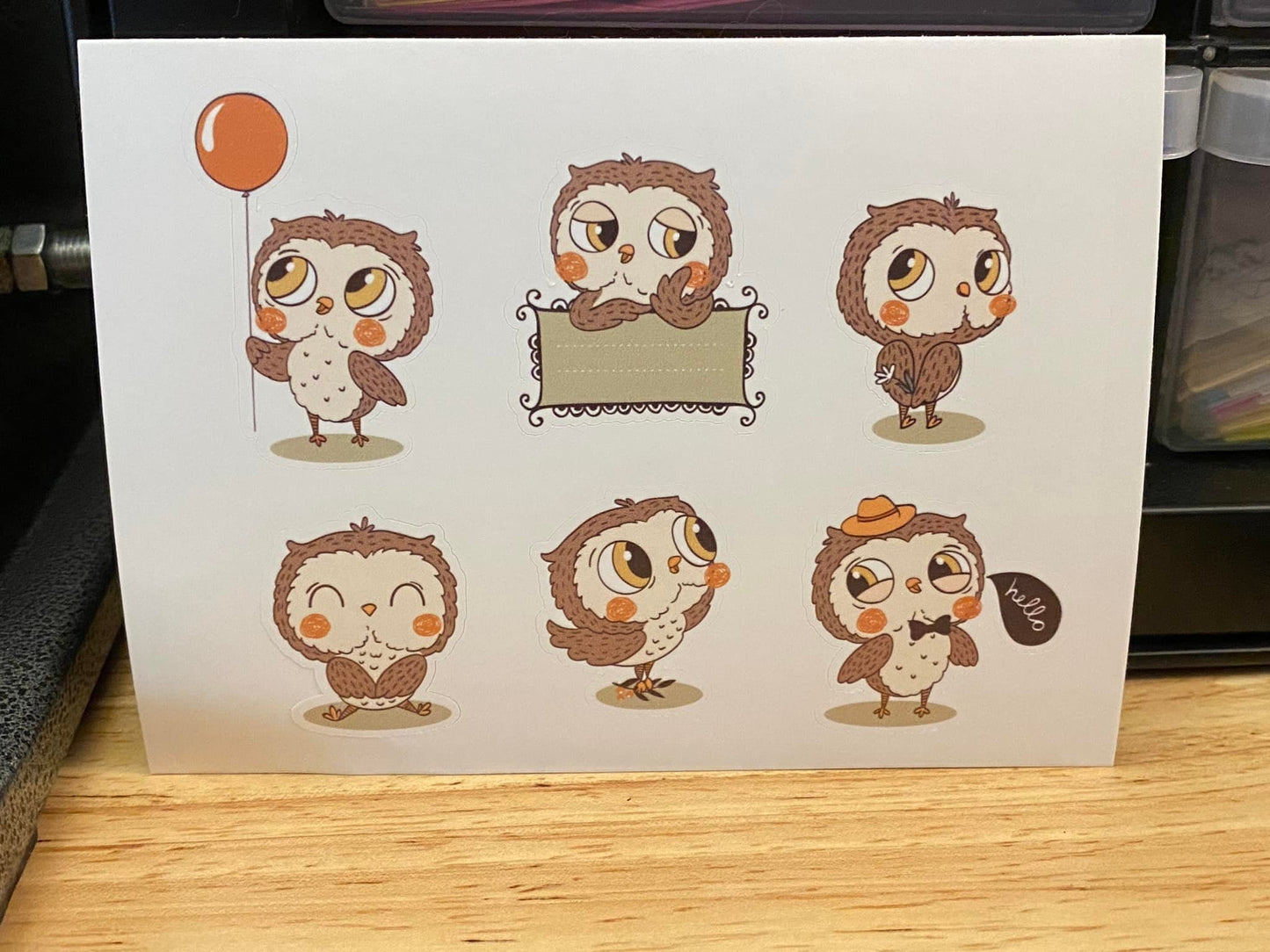 Sheet of Cute Owl Stickers