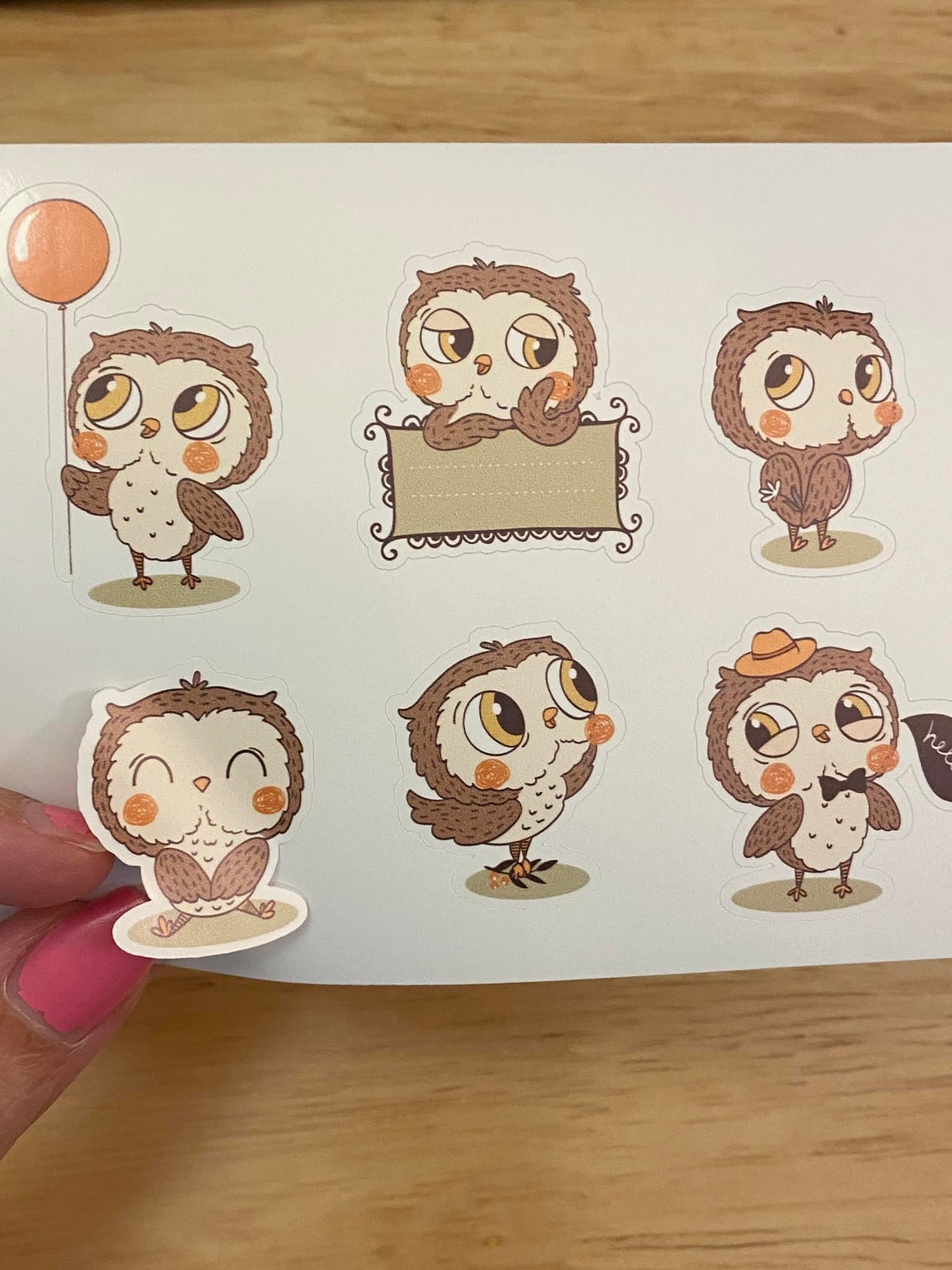 Sheet of Cute Owl Stickers
