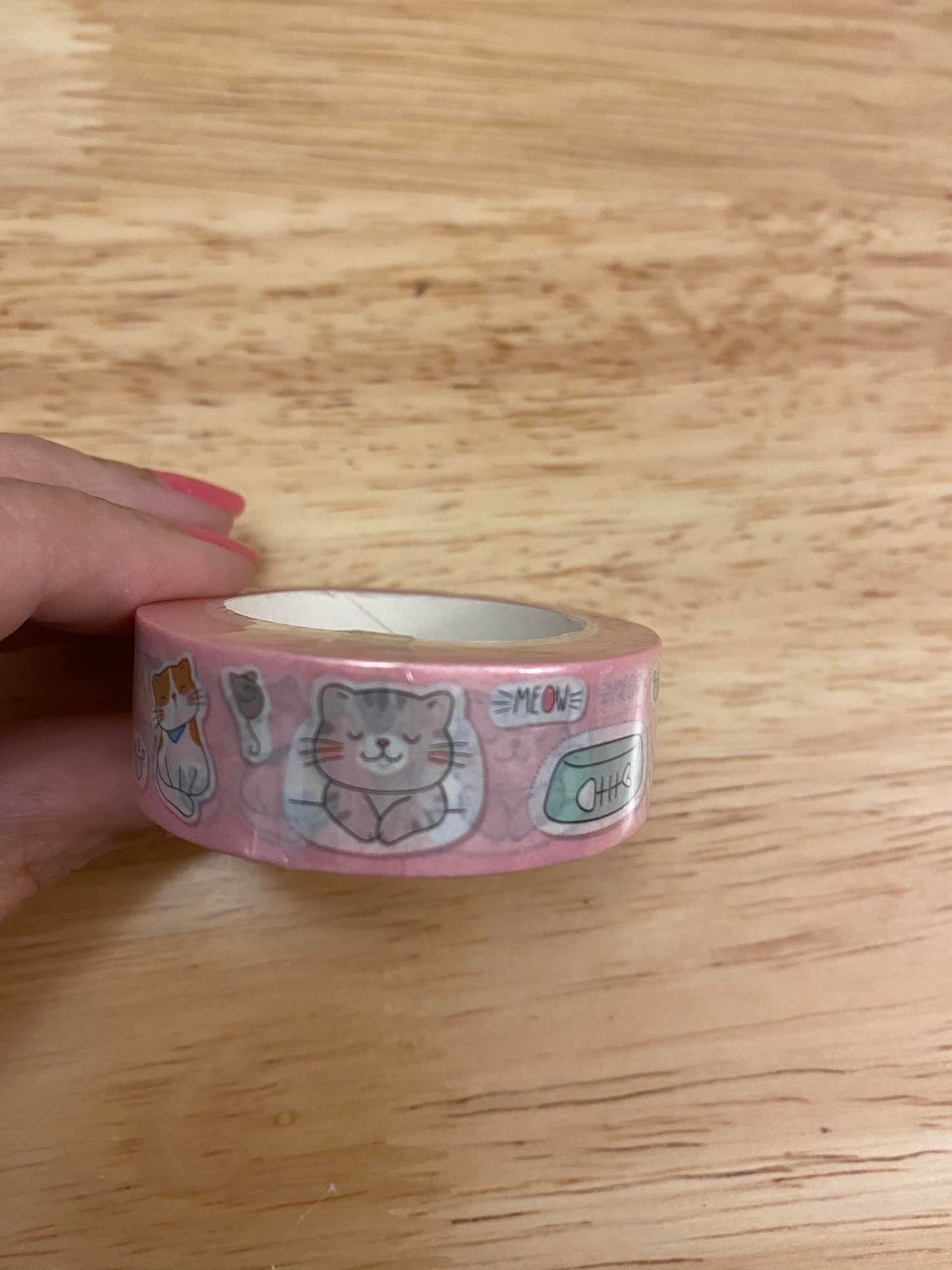 Big Roll of Pink Cat Washi Tape