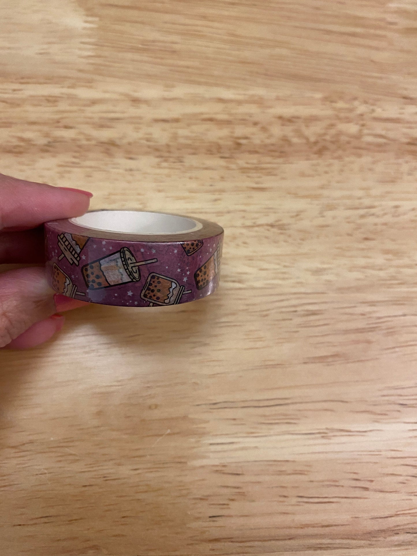 Big Roll of Bottle of Bubble Tea Purple Washi Tape