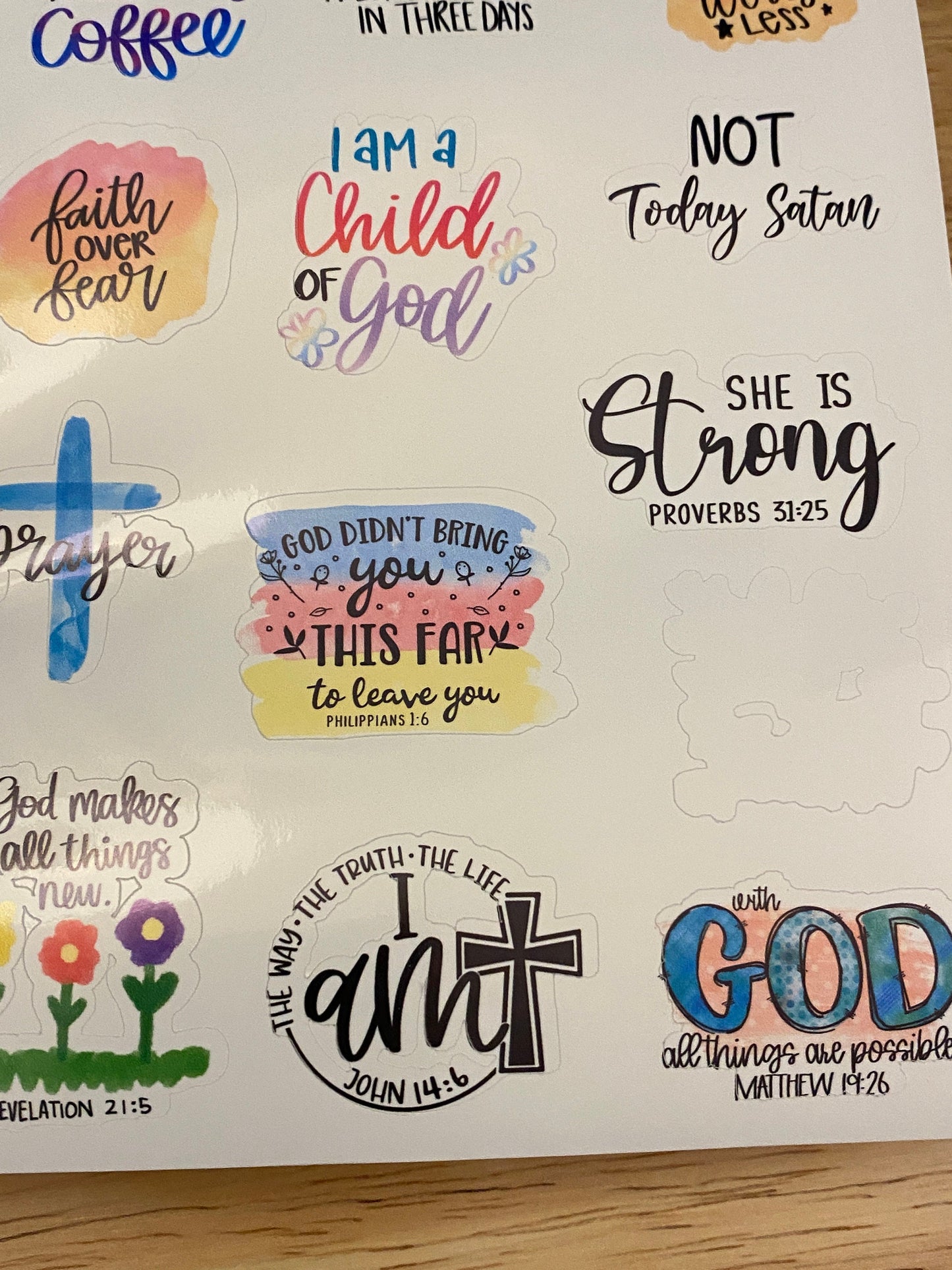 OOPSIE Christian Sheet of Multi Designs Stickers