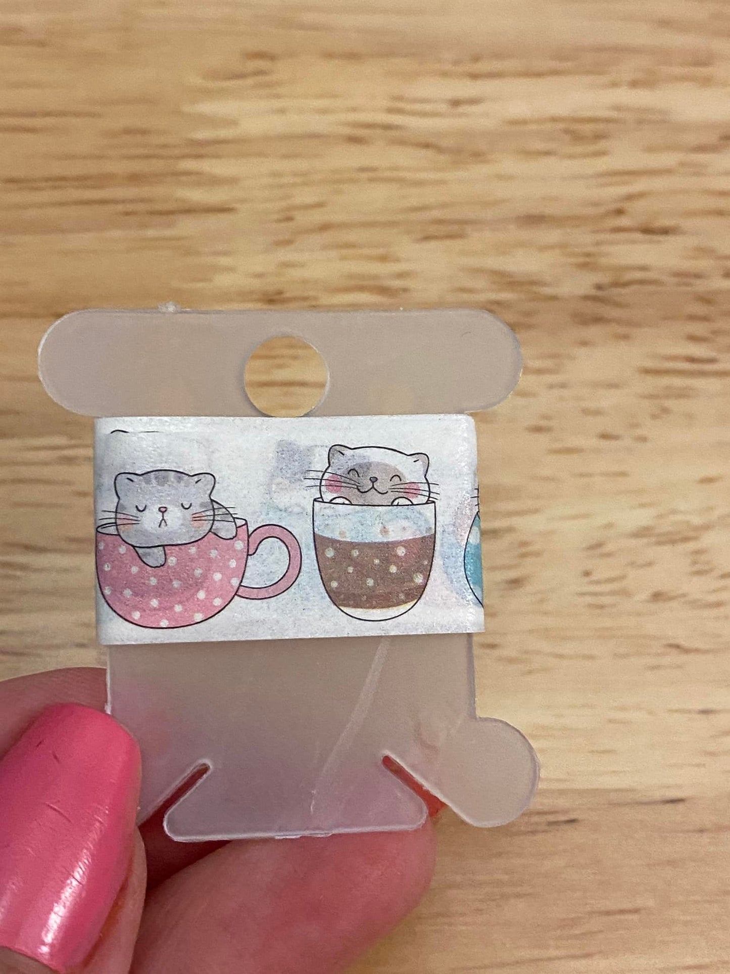 Sample Card of Kawaii Tea Cup Cats Washi Tape