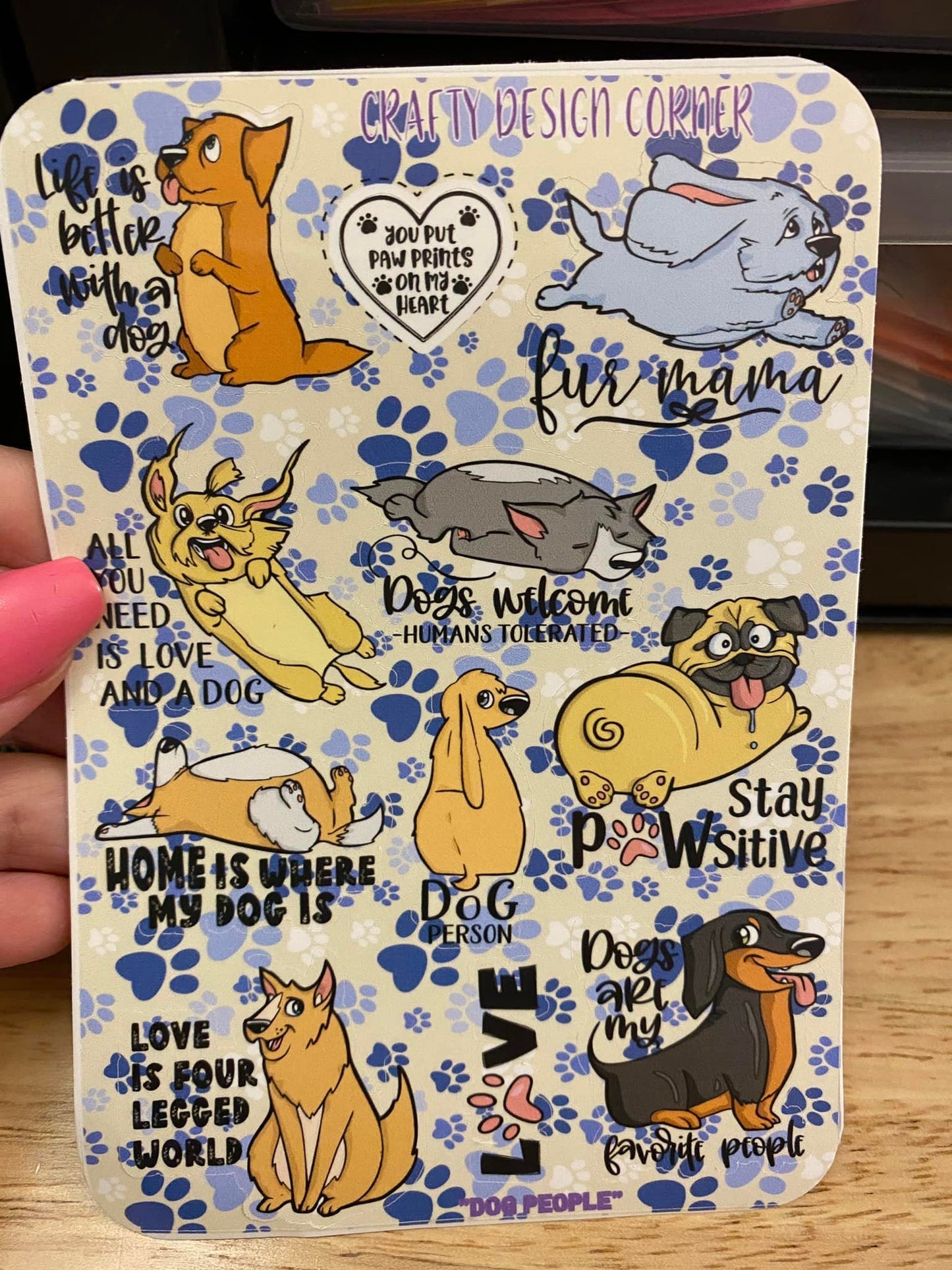 Sheet of Paw Dog Mom Sticker sheet