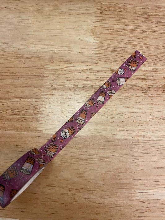 Big Roll of Bottle of Bubble Tea Purple Washi Tape