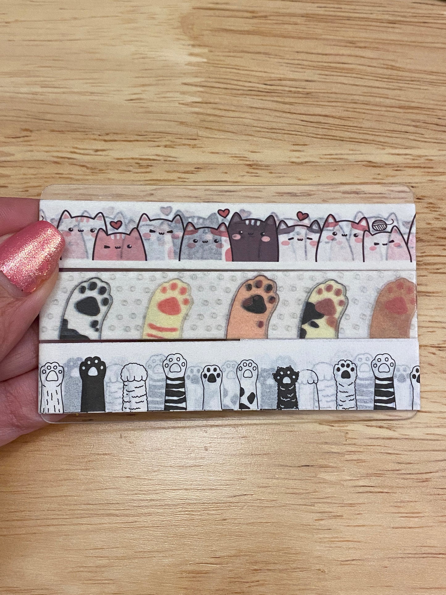 3 Washi Tape Sample Card of Cats Paw Washi Tape, Cats standing Washi Tape Sample Card, Card that goes with washi tape storage, Single Card