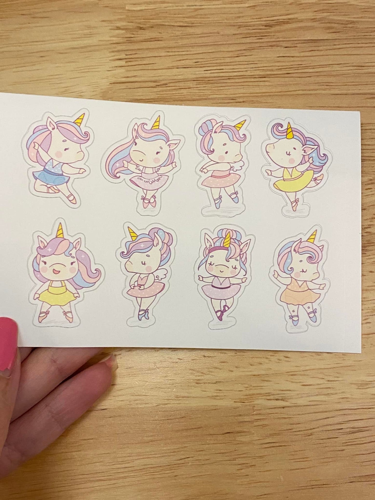Sheet of Cute Unicorn Stickers