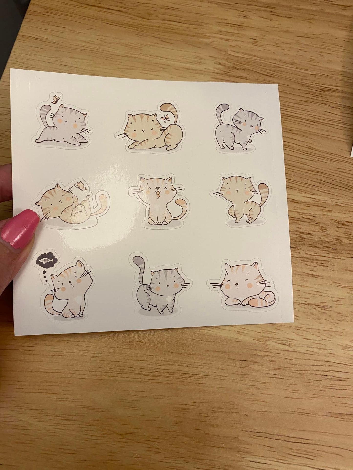 Sheet of Cute Playing Cat Stickers