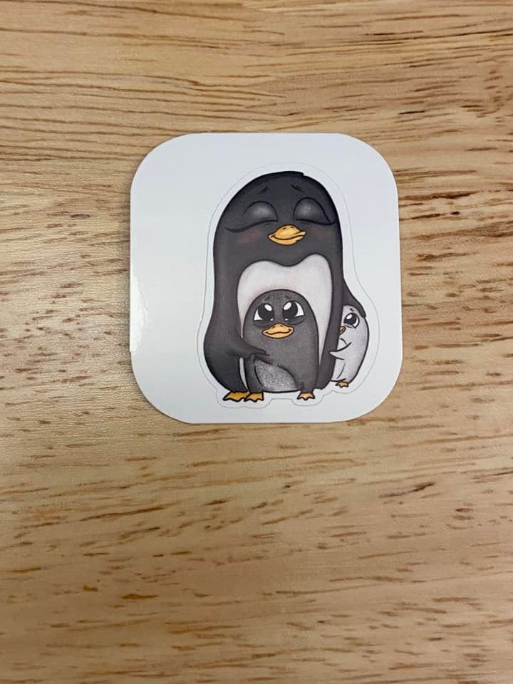 Cute Mom Penguin w Babies Sticker