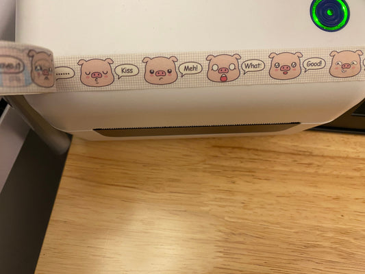 Big Roll of Emoji Pig Face Washi Tape, Pig Washi Tape roll, Adhesive Masking Tapes, Pink Pig Washi Tape