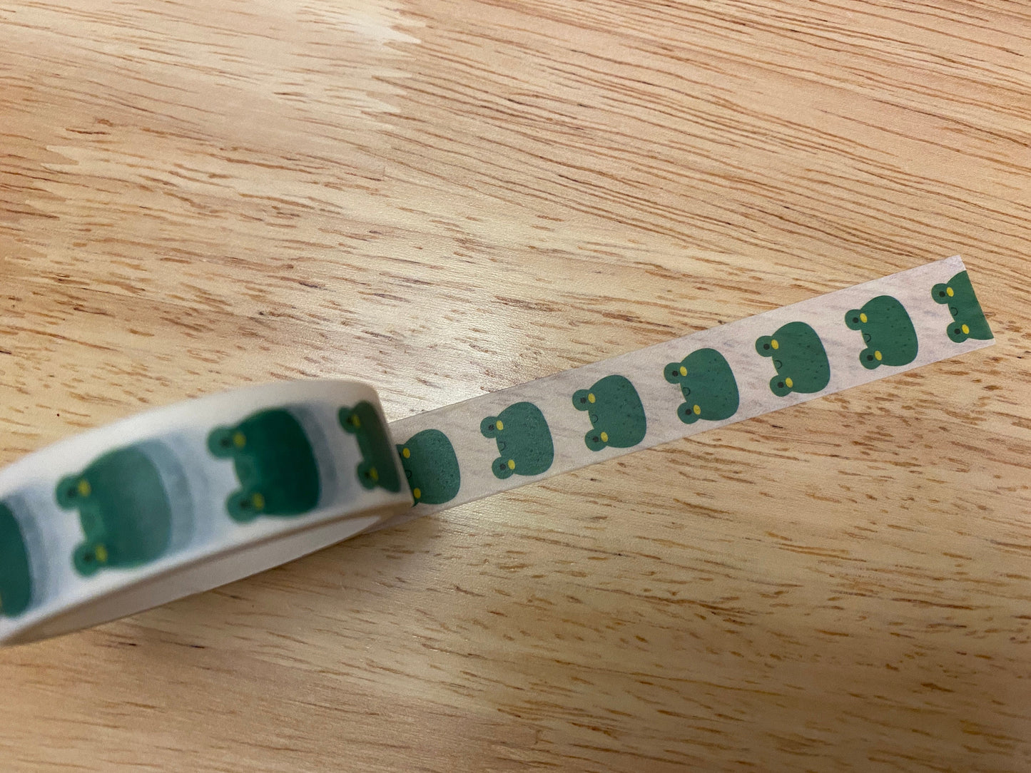 Big Roll of Kawaii Green Frog Washi Tape, Pony Washi Tape roll, Adhesive Masking Tapes, Frog Head Washi Tape