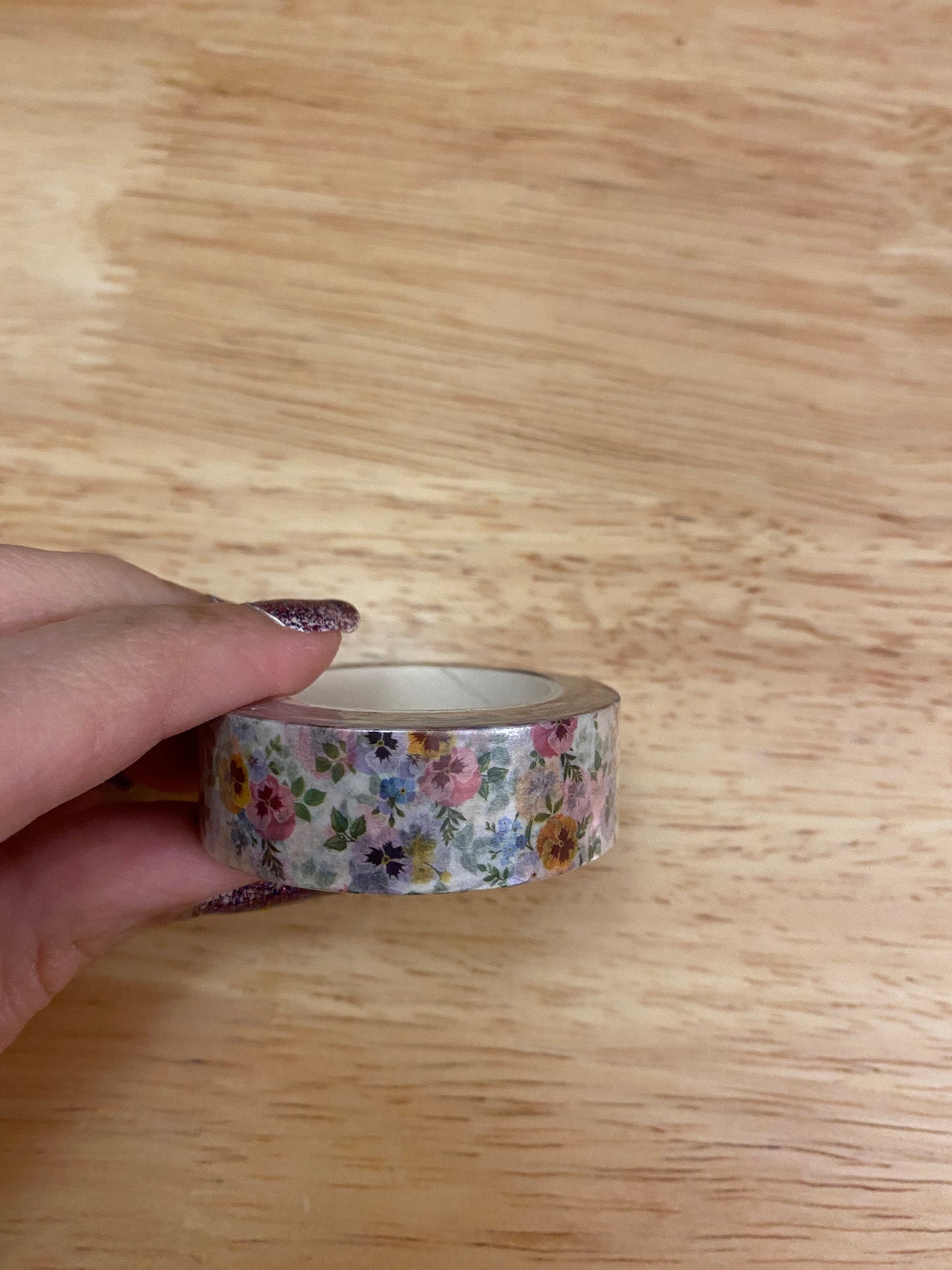 Big Roll of Pansy Washi Tape, Pretty Flower Washi Tape roll, Adhesive Masking Tapes, Flower Washi Tape