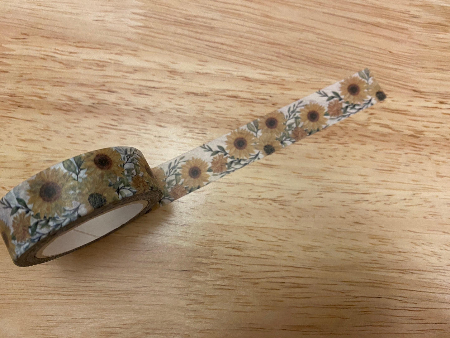 Big Roll of Sunflower Washi Tape, Flower Washi Tape roll, Sample Washi Tape, Adhesive Masking Tapes, Floral Washi tape