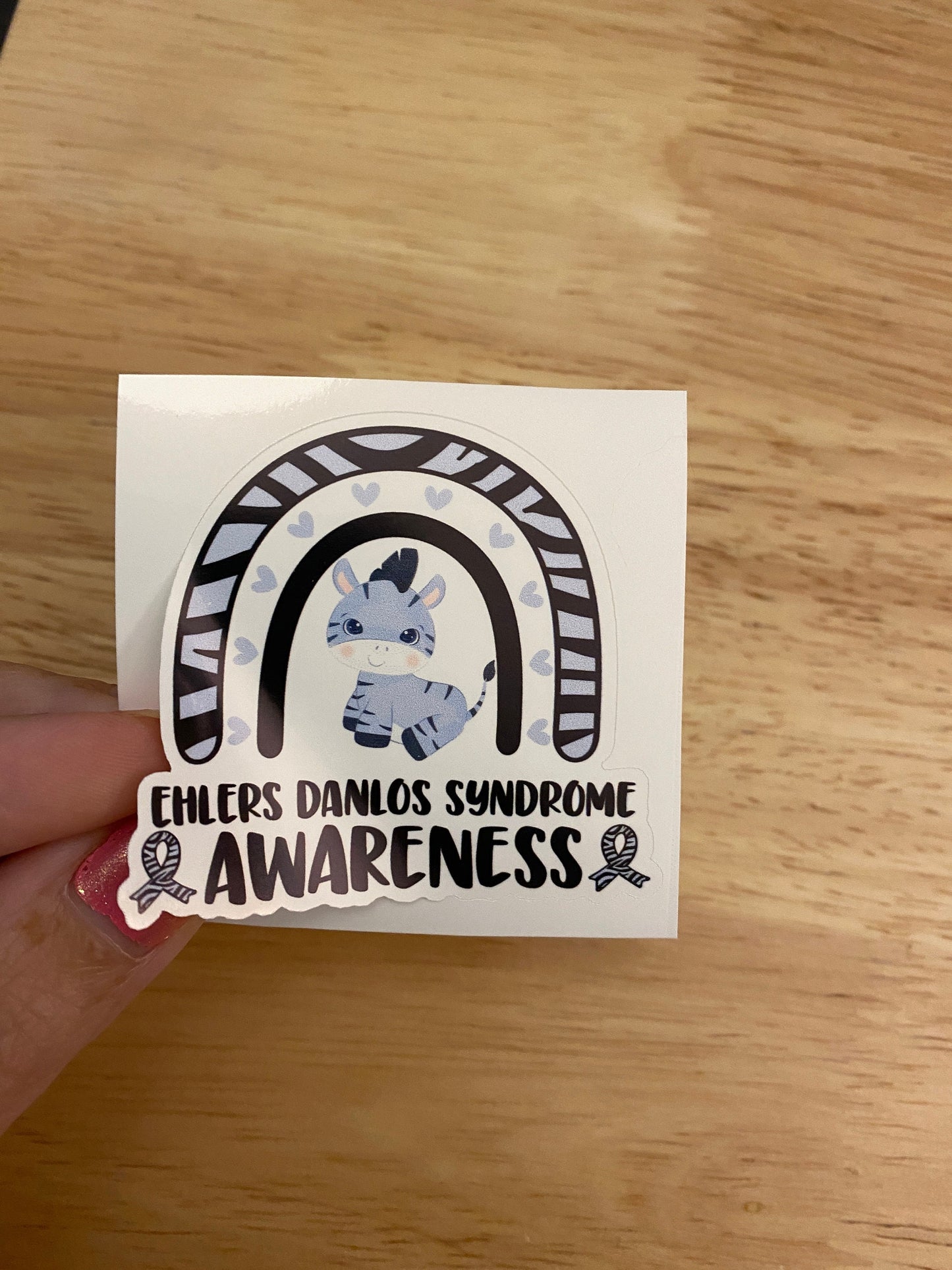 Zebra Eds Awareness STICKER, Ehlers Danlos Syndrome Sticker, Mobility Syndrome sticker, EDS Zebra Sticker
