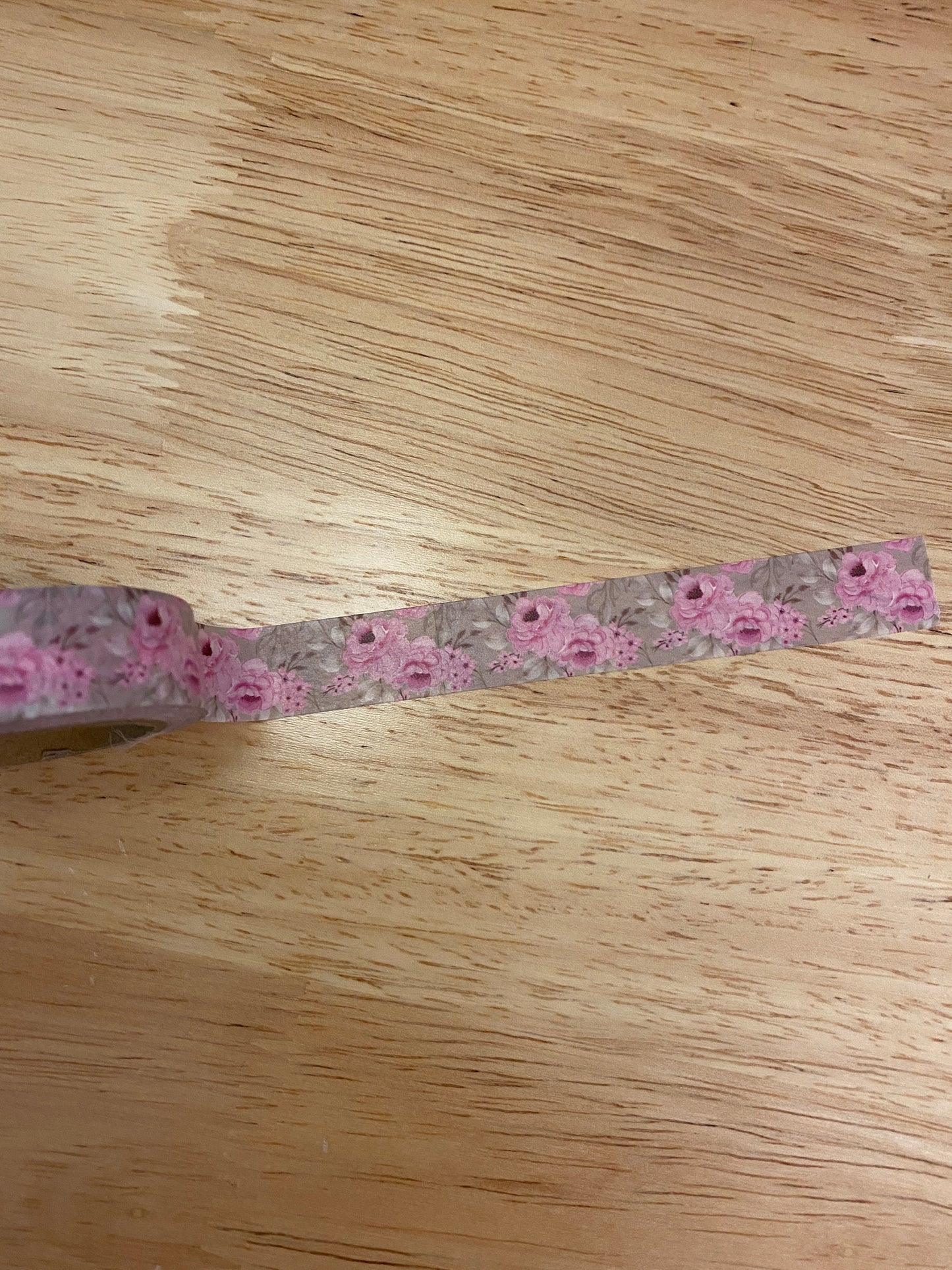 Big Roll of Pink Roses Washi Tape, Pretty Flowers in Grey Washi Tape roll, Adhesive Masking Tapes, Grey and Pink Washi Tape, Roses Washi