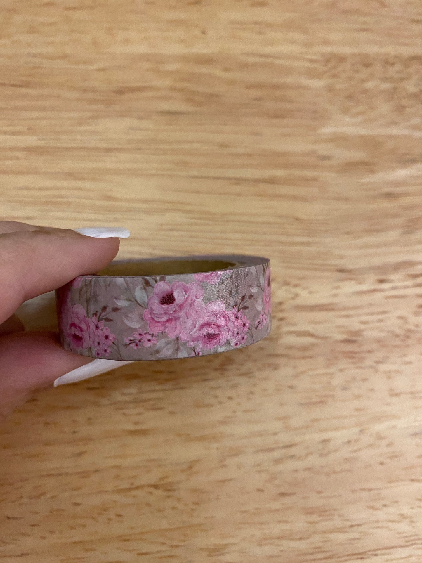 Big Roll of Pink Roses Washi Tape, Pretty Flowers in Grey Washi Tape roll, Adhesive Masking Tapes, Grey and Pink Washi Tape, Roses Washi