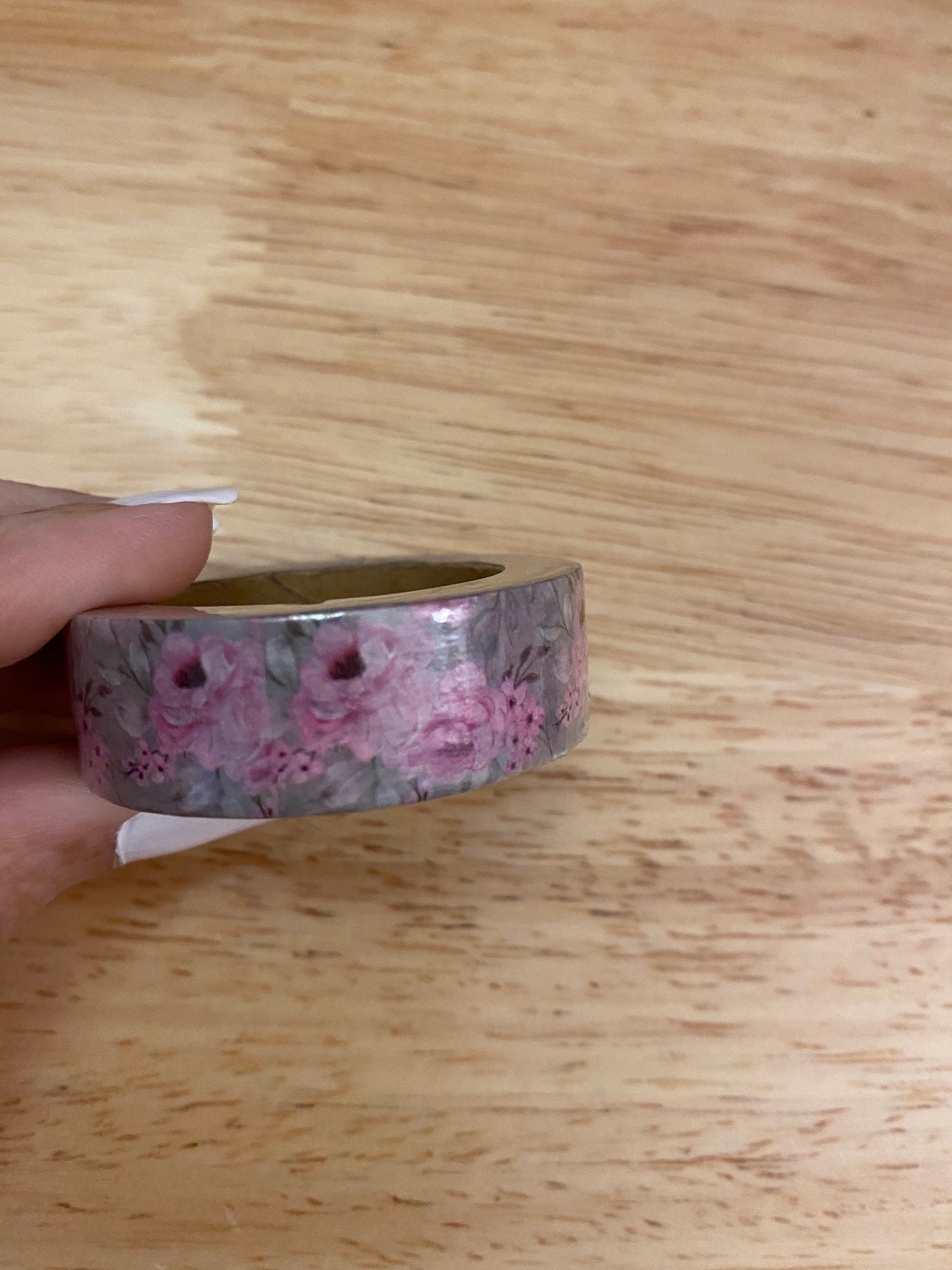 Big Roll of Pink Roses Washi Tape, Pretty Flowers in Grey Washi Tape roll, Adhesive Masking Tapes, Grey and Pink Washi Tape, Roses Washi