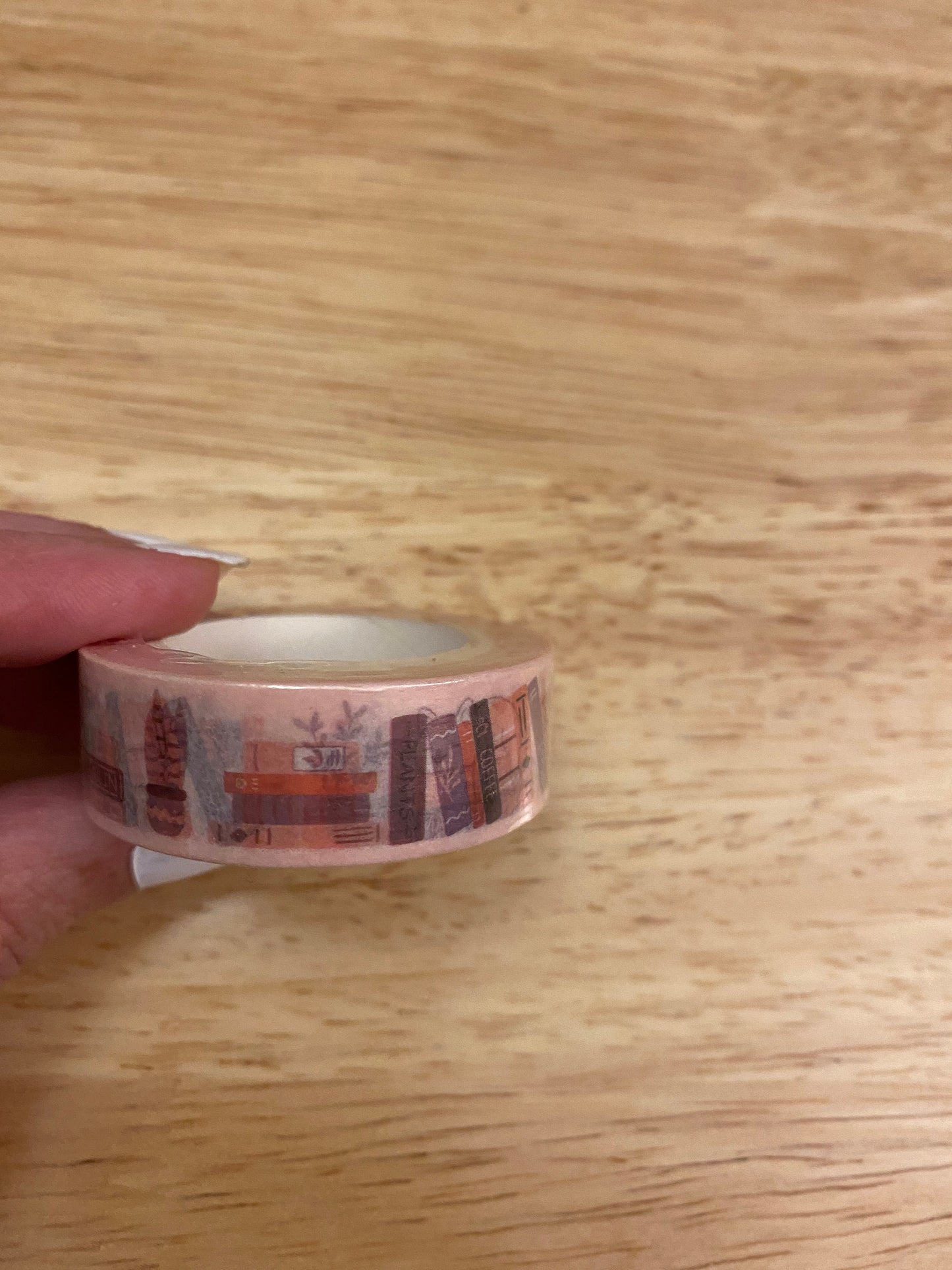 Big Roll of Books with a white kitty cat Washi Tape, Shelf of Books Washi Tape roll, Office Wahi tape, Adhesive Masking Tapes
