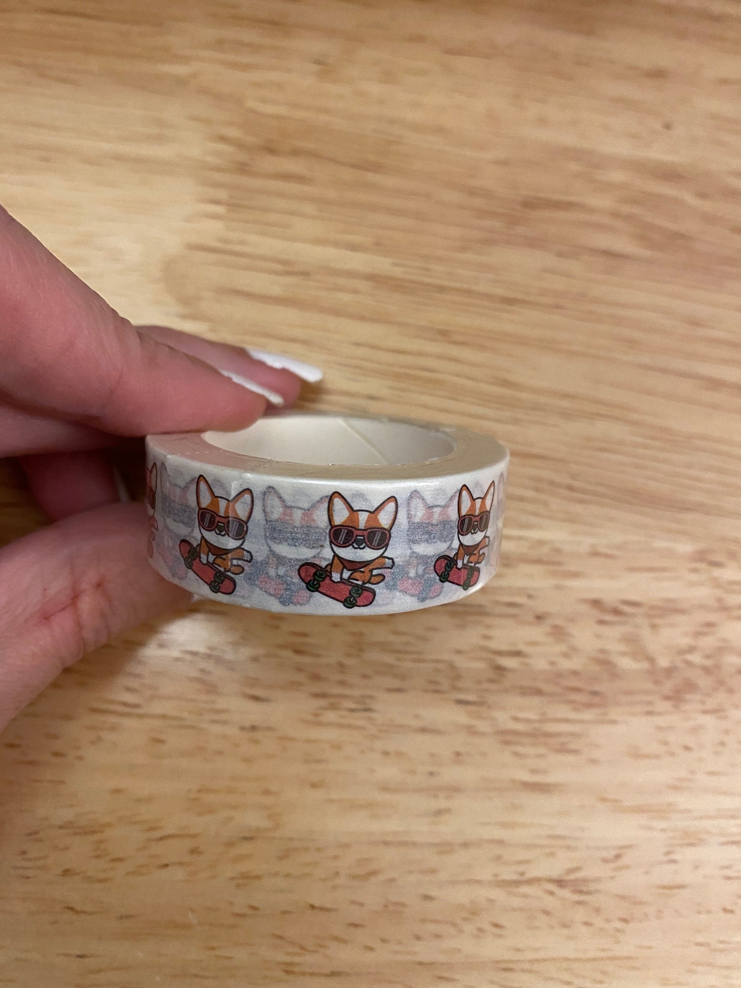 Big Roll of Dog on Skate Board Washi Tape, Dog with Sunglasses Washi Tape roll, Cute Dog Washi Tape, Dog Being Cool