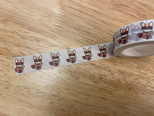 Big Roll of Dog on Skate Board Washi Tape, Dog with Sunglasses Washi Tape roll, Cute Dog Washi Tape, Dog Being Cool