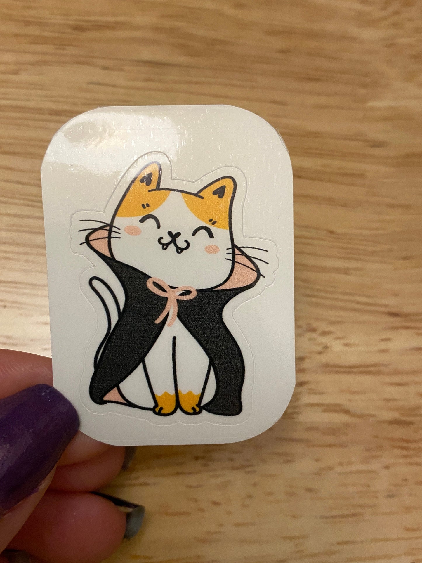 Count Dracula Cat Sticker, Cute Cat dressed as Dracula Sticker, Halloween Cat sticker