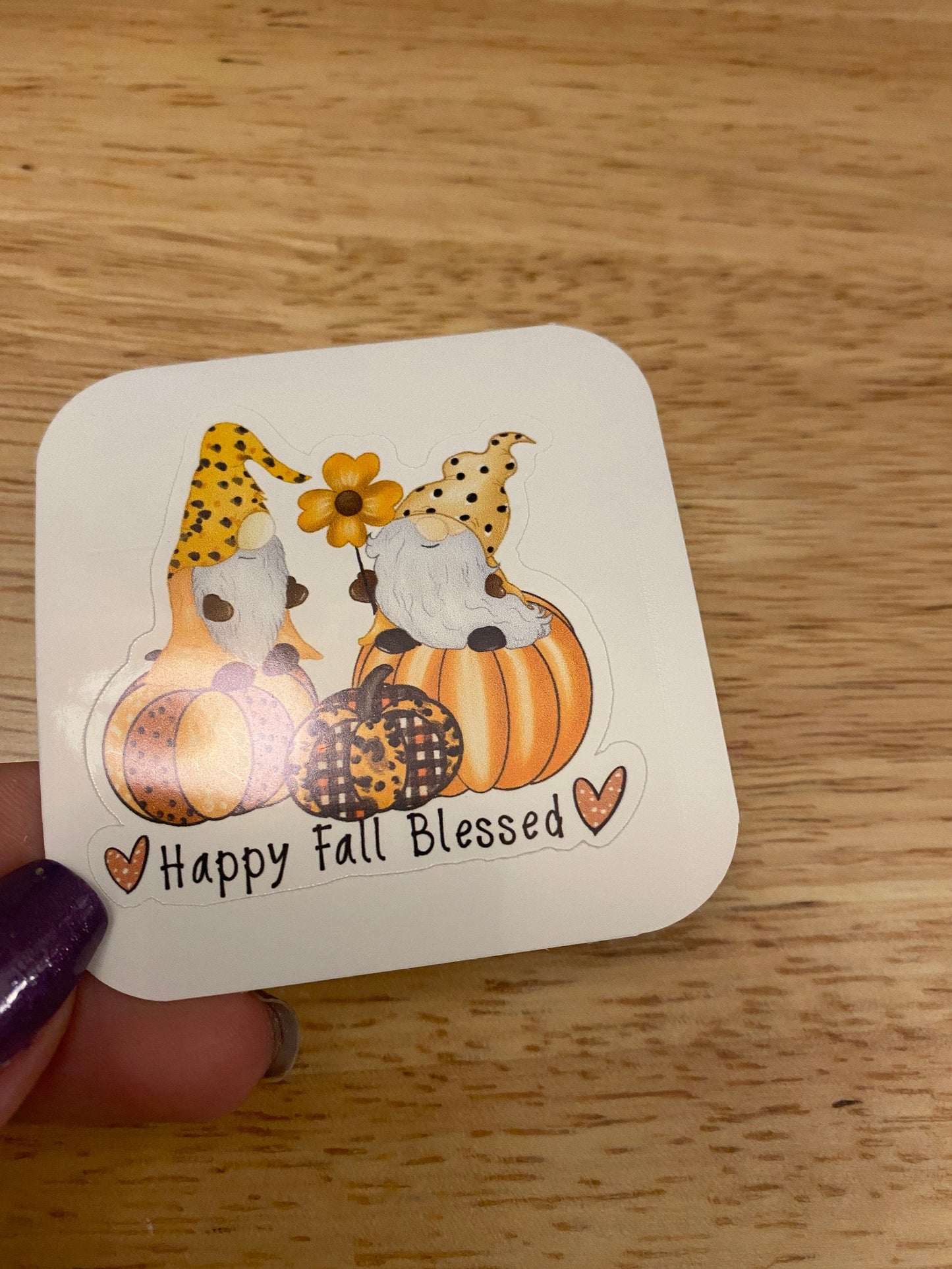 Happy Fall Blessed Gnome STICKER, Autumn Sticker, Holographic option, Cute Fall Gnomes Design Sticker, Gnomies Love Fall design