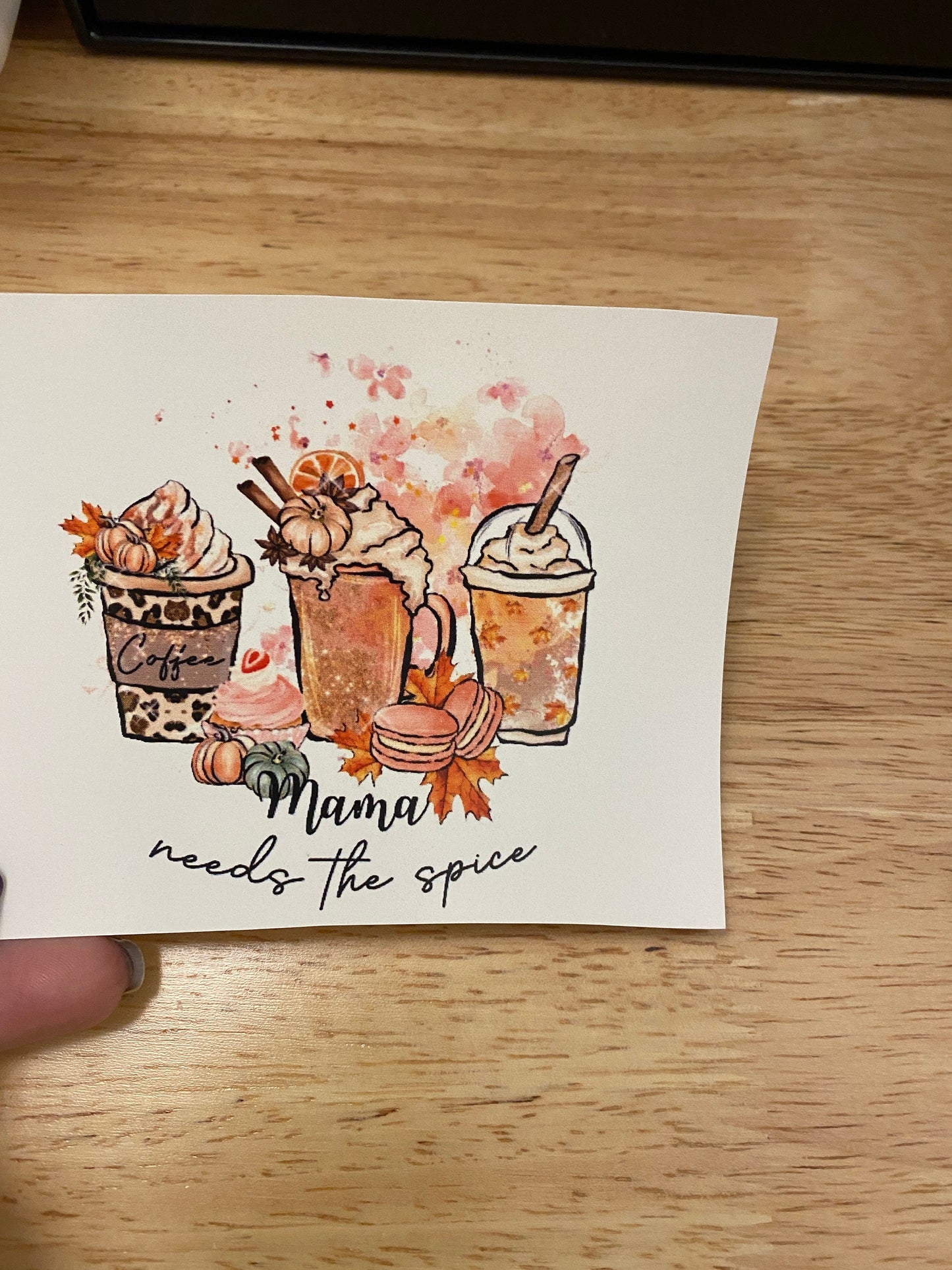 Mama Needs the Spice Latte and coffee line up Clear WATER SLIDE