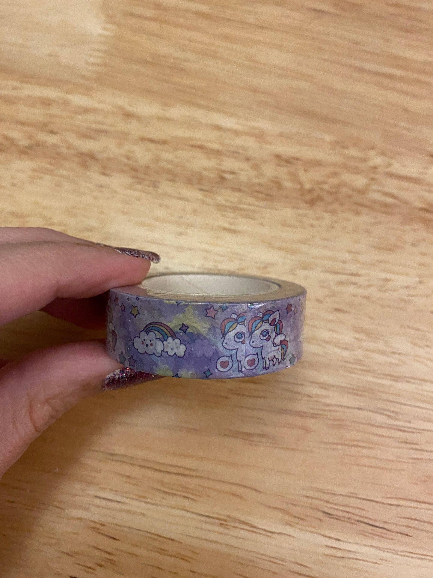 Big Roll of Purple Rainbow Pony Washi Tape, Pony Washi Tape roll, Adhesive Masking Tapes, Rainbow Washi Tape
