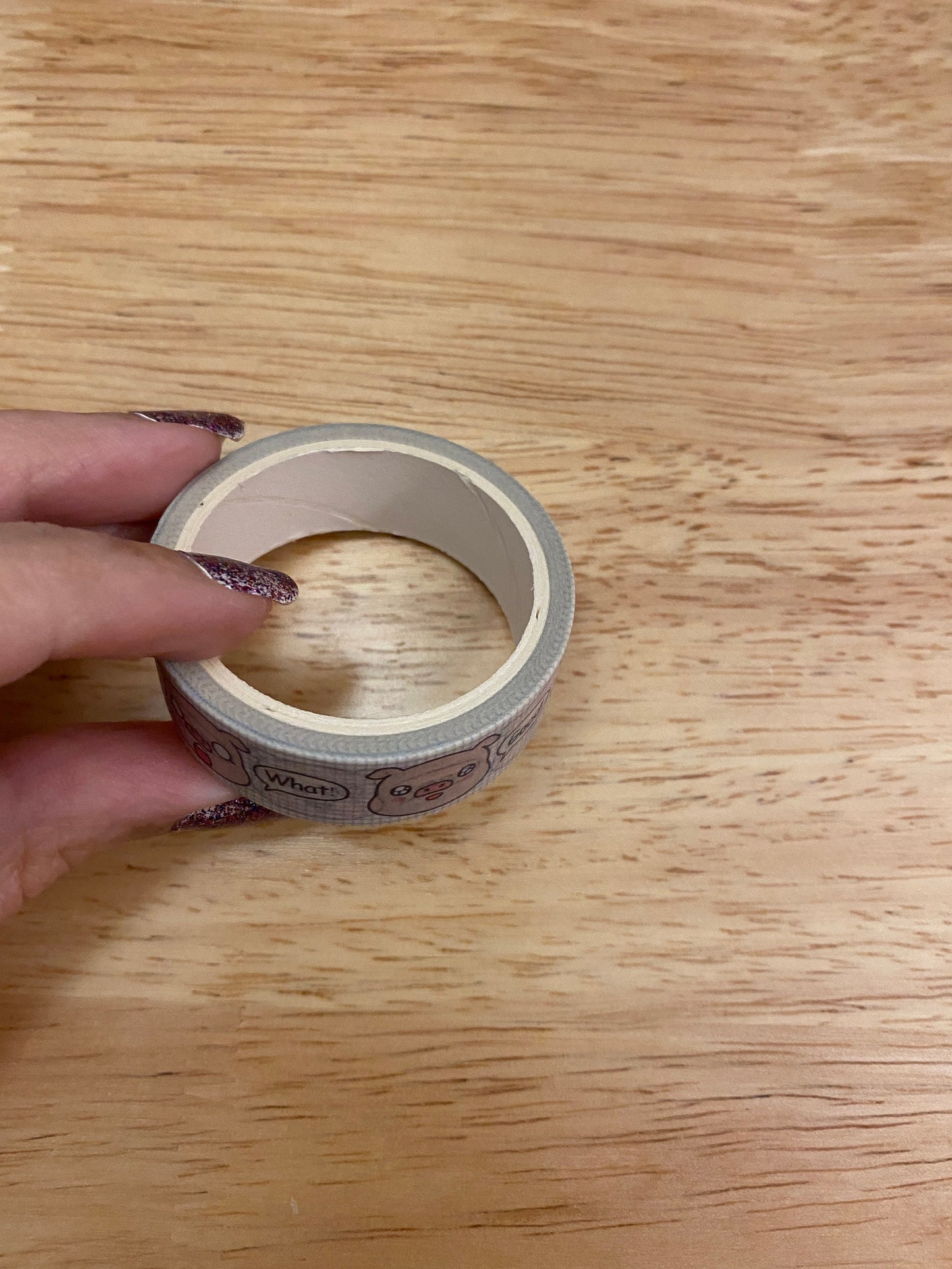 Big Roll of Emoji Pig Face Washi Tape, Pig Washi Tape roll, Adhesive Masking Tapes, Pink Pig Washi Tape