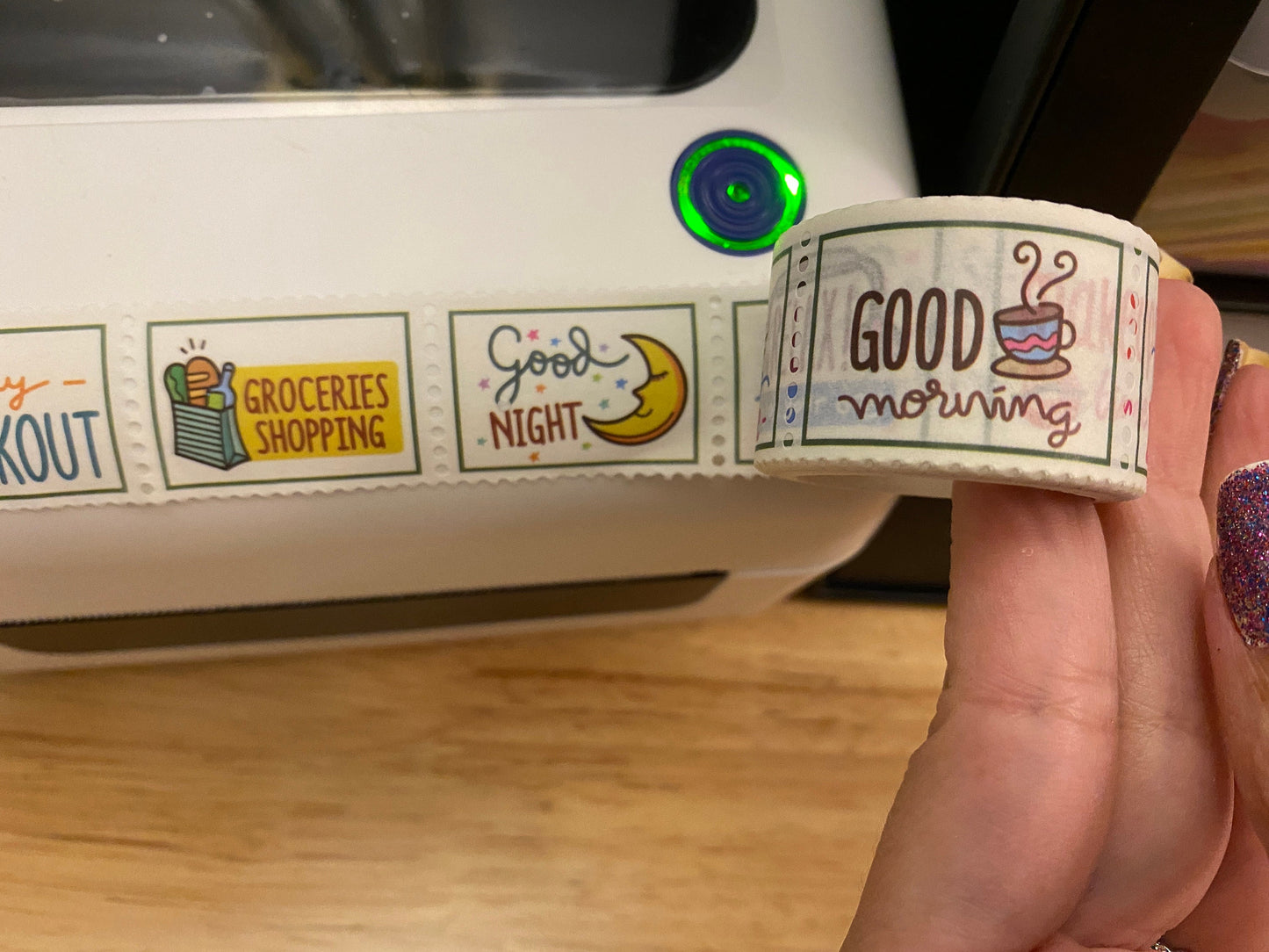 Big Roll of Stamp Planner Sticker Washi Tape, To Do Stamps Washi Tape roll, Adhesive Masking Tapes, Decorational Stamp Washi Tape